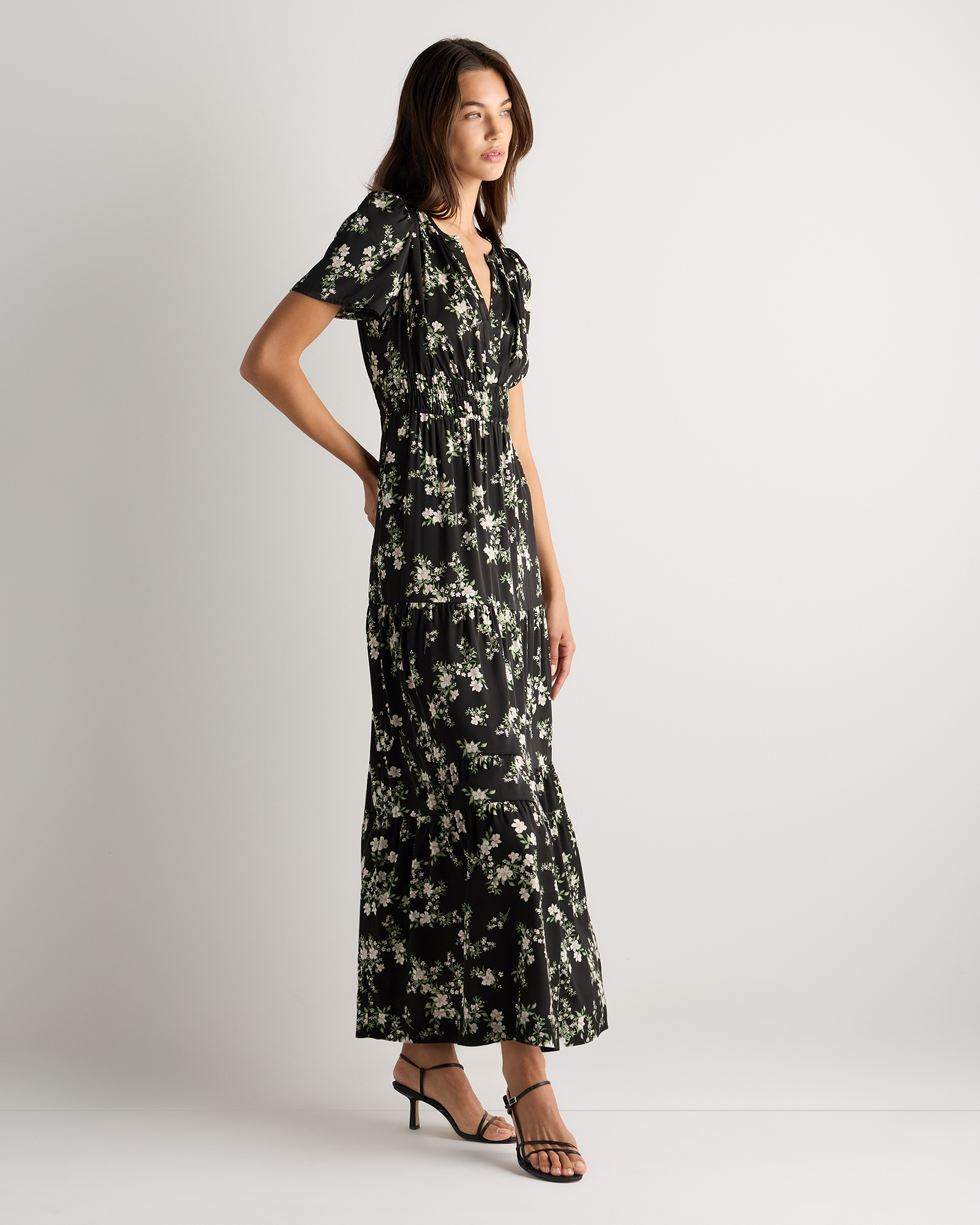 white floral midi dress Sleeveless Floral Milkmaid Midi Dress S