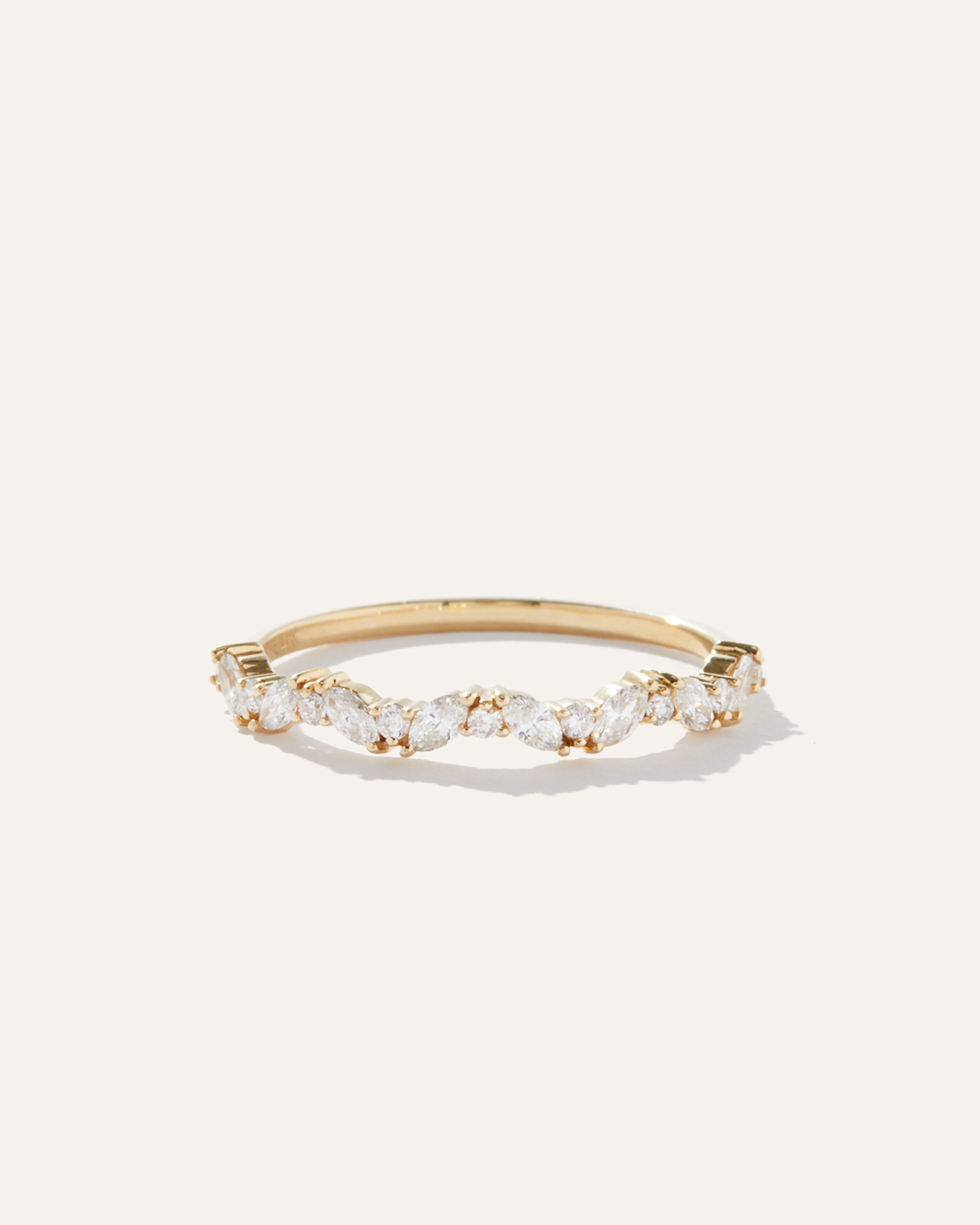 Yellow Gold 14K Gold Diamond Slanted Marquise and Round Band