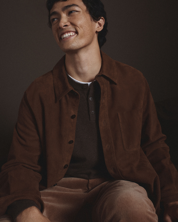 Dark Chestnut Brown 100% Suede Overshirt