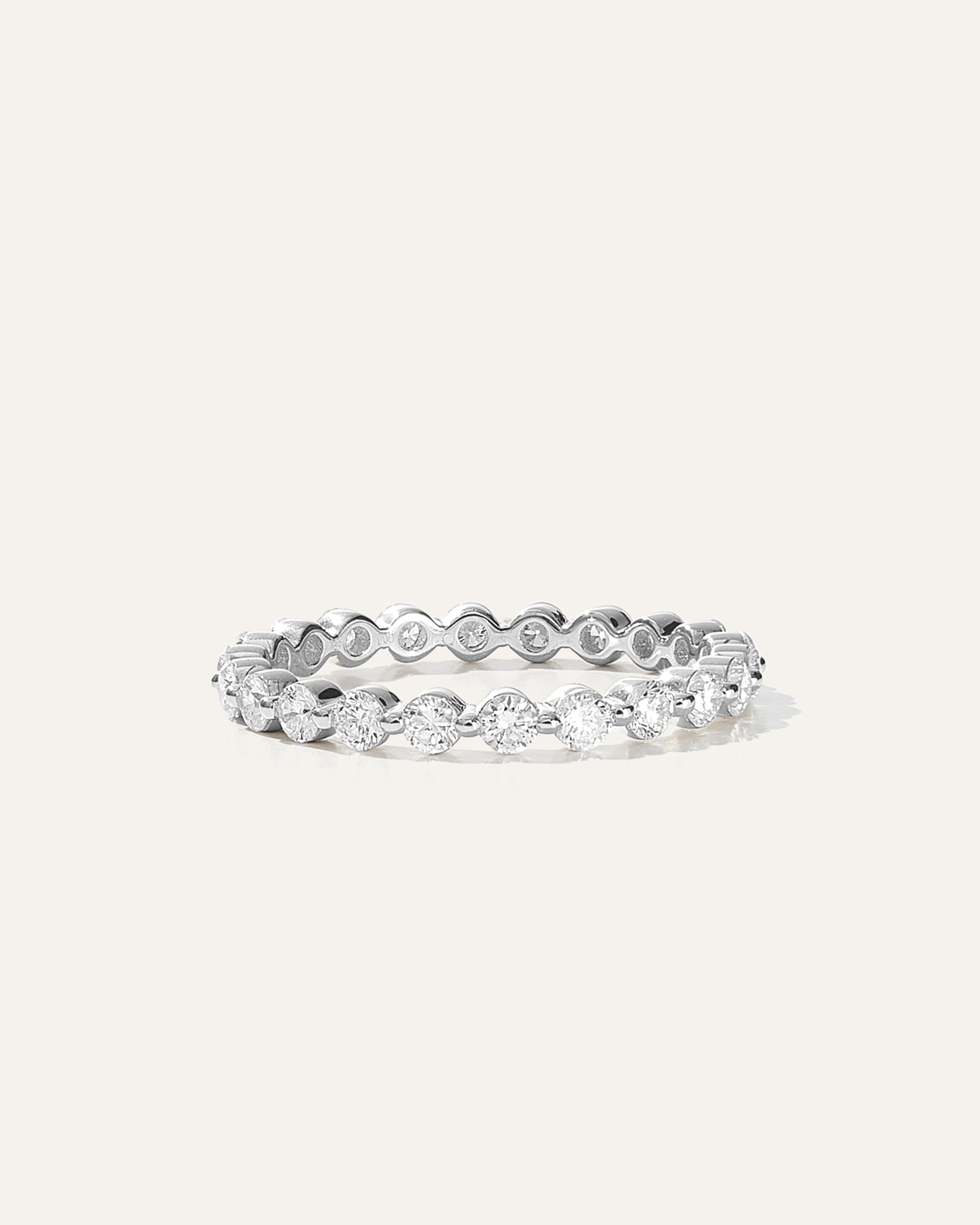White Gold Lab Grown Diamond Single Shared Prong Eternity Band