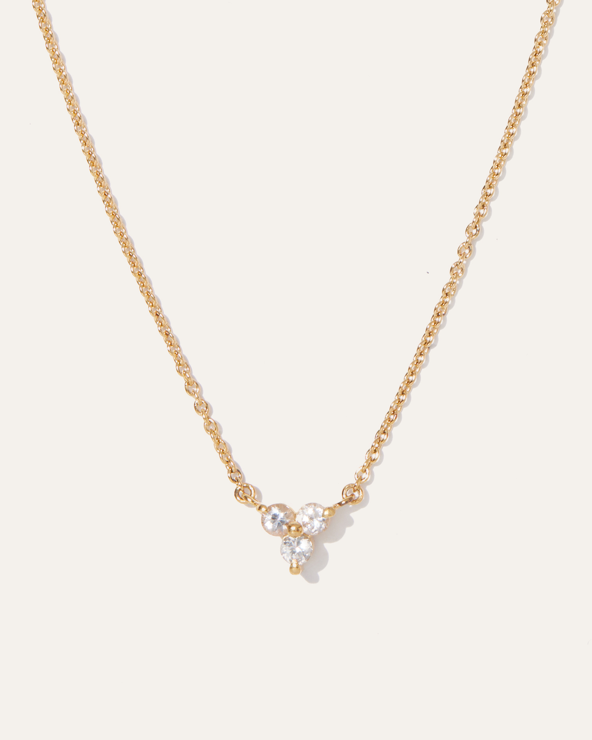 Gold Vermeil White Sapphire Triad Necklace