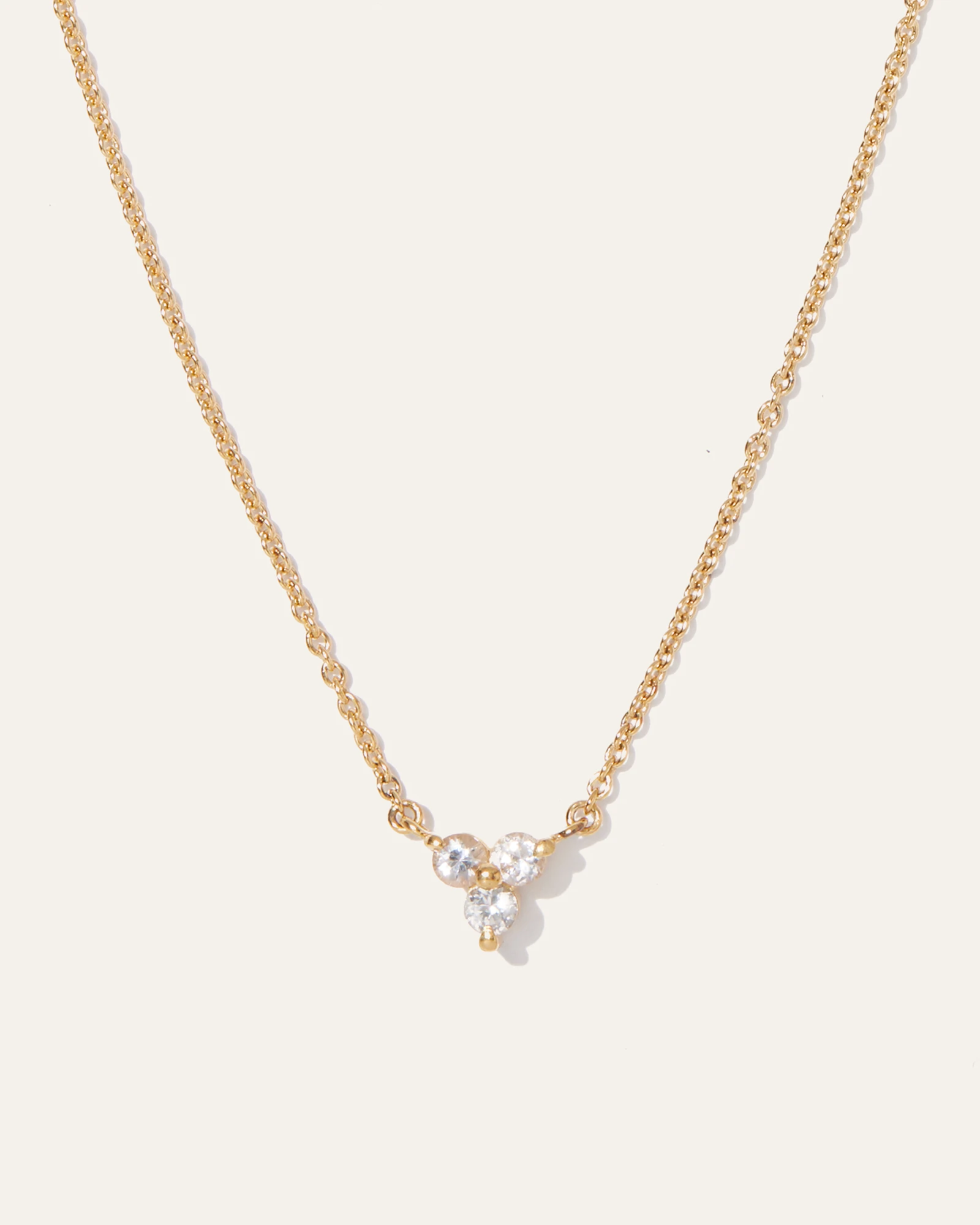 White Sapphire Triad Necklace in Gold Vermeil