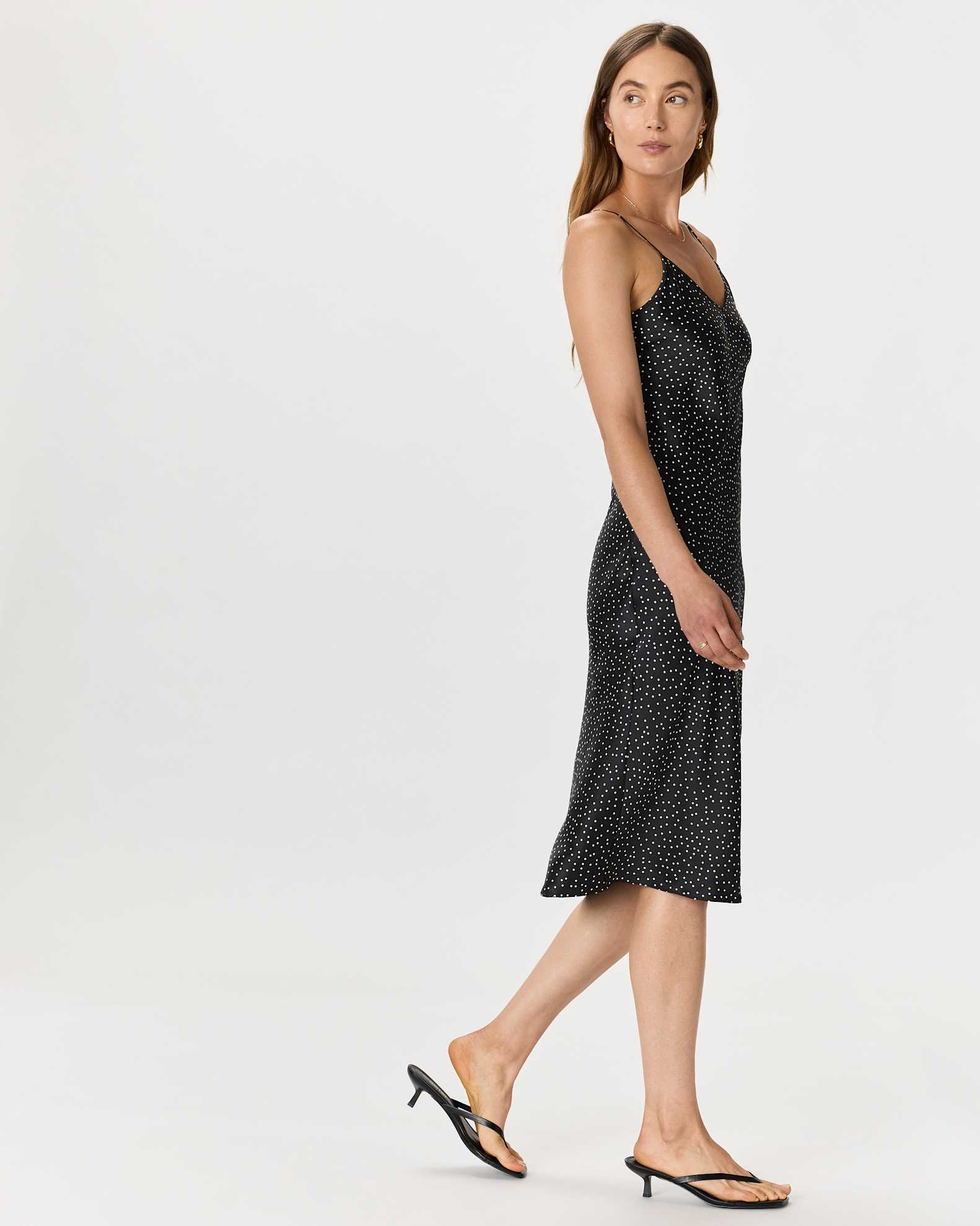 100% Washable Silk Slip Dress in Tiny Dot Black/ White 100% Washable Silk Slip Dress in Tiny Dot Black/ White