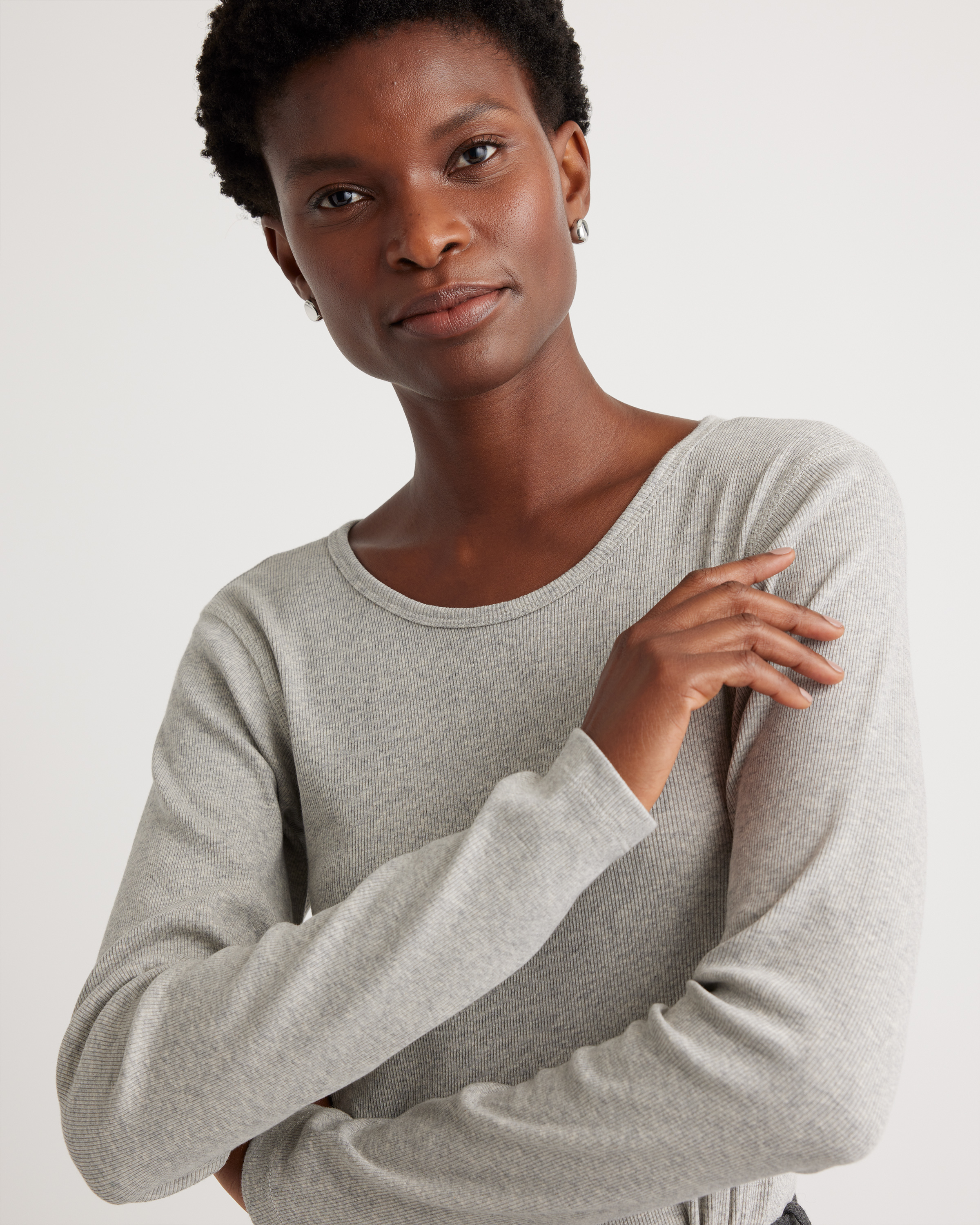 Tシャツ・カットソー threetimes Organic dreamy long sleeve tee 5BJH1036 Organic Cotton Micro-Rib Long Sleeve Tee 3 Pack Bundle