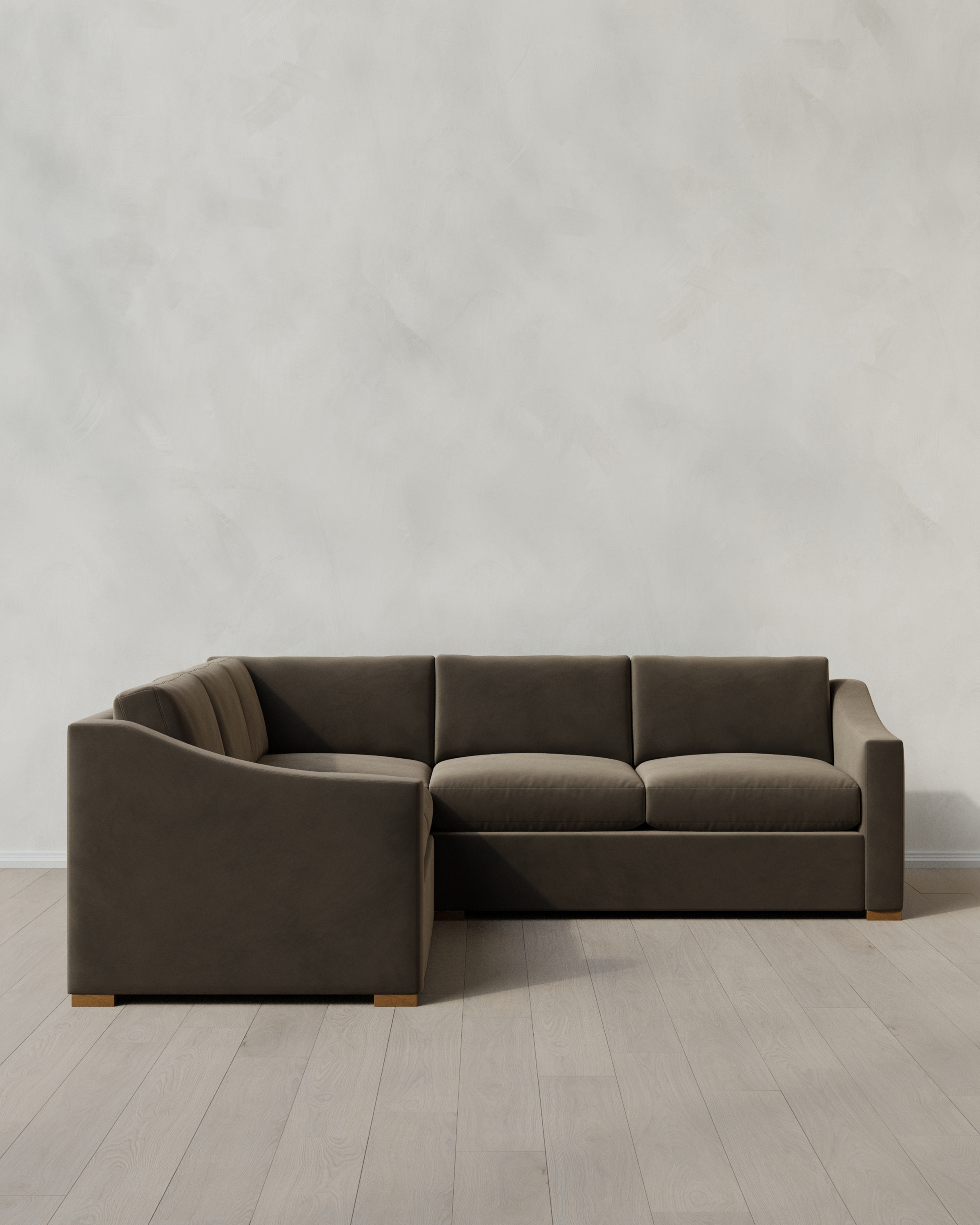 Sable Hollis Slope Arm L Sectional in Performance Velvet