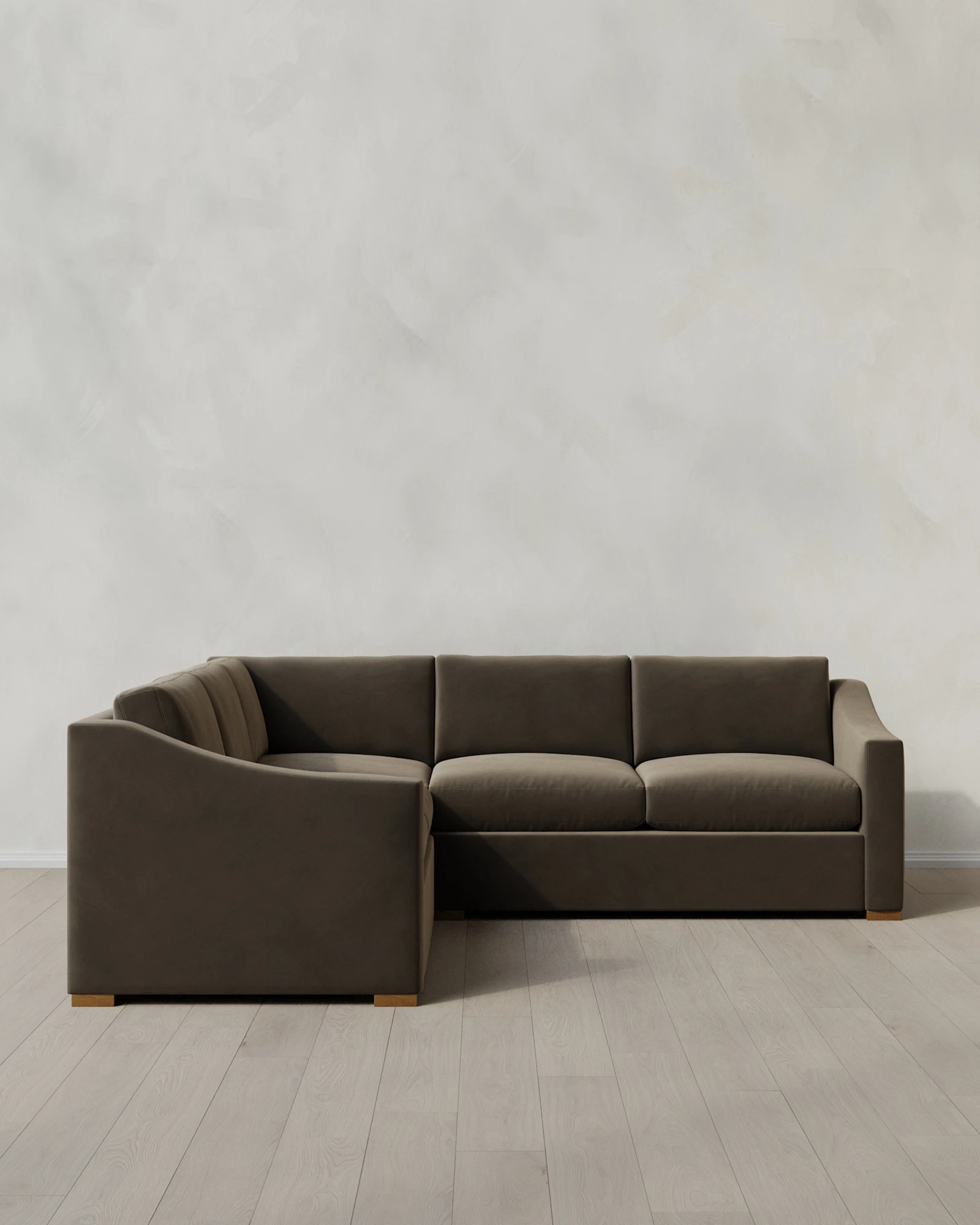 Hollis Slope Arm L Sectional in Performance Velvet