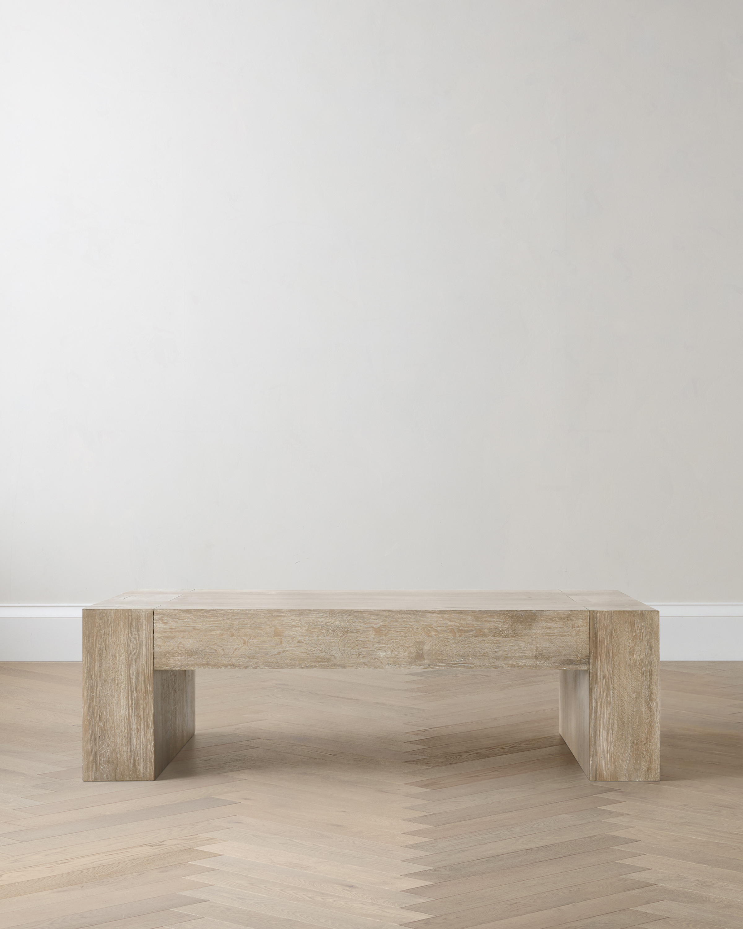 Washed Cream Reclaimed Oak Waterfall Coffee Table