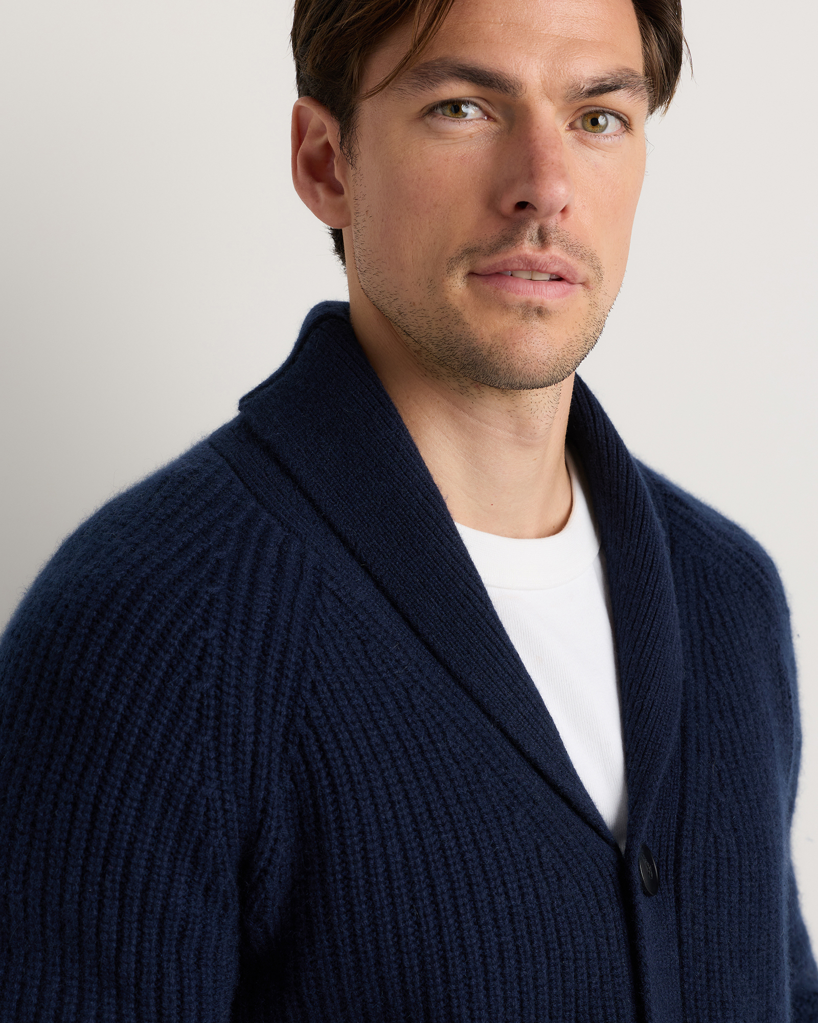 Mongolian Cashmere Shawl Collar Cardigan