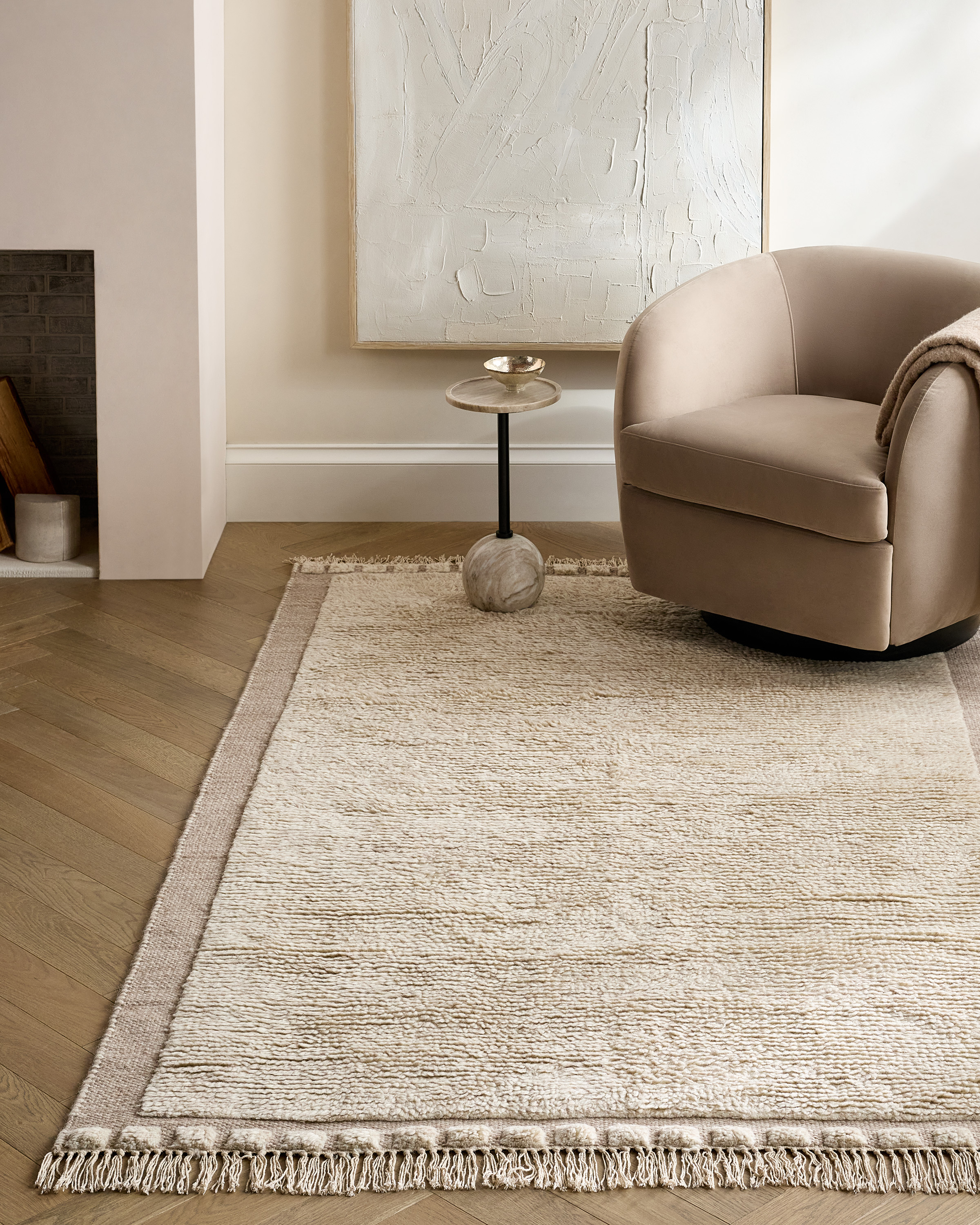 Neutral Saje Wool Shag Rug