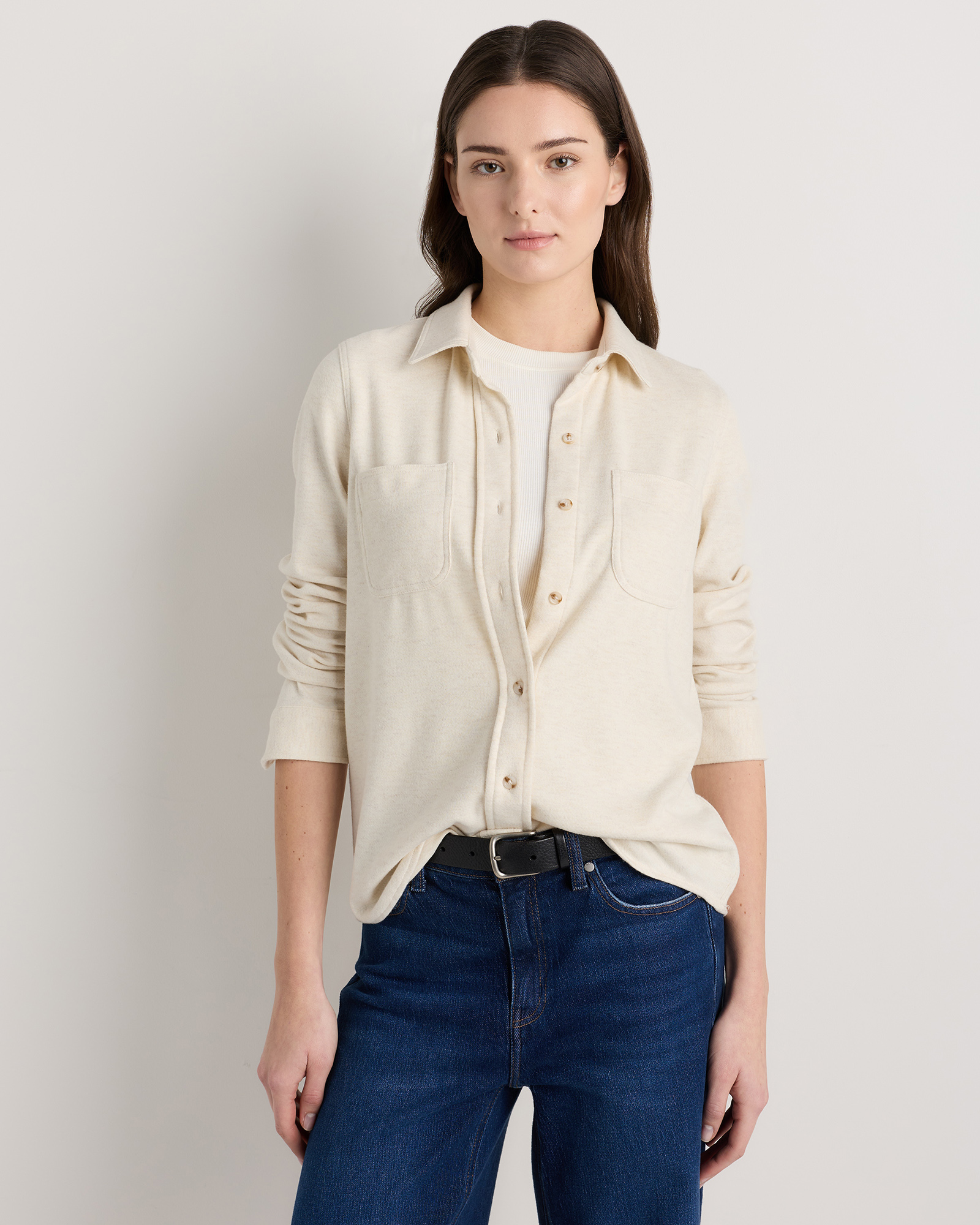 Quince Women's Stretch Sweater Fleece Shirt