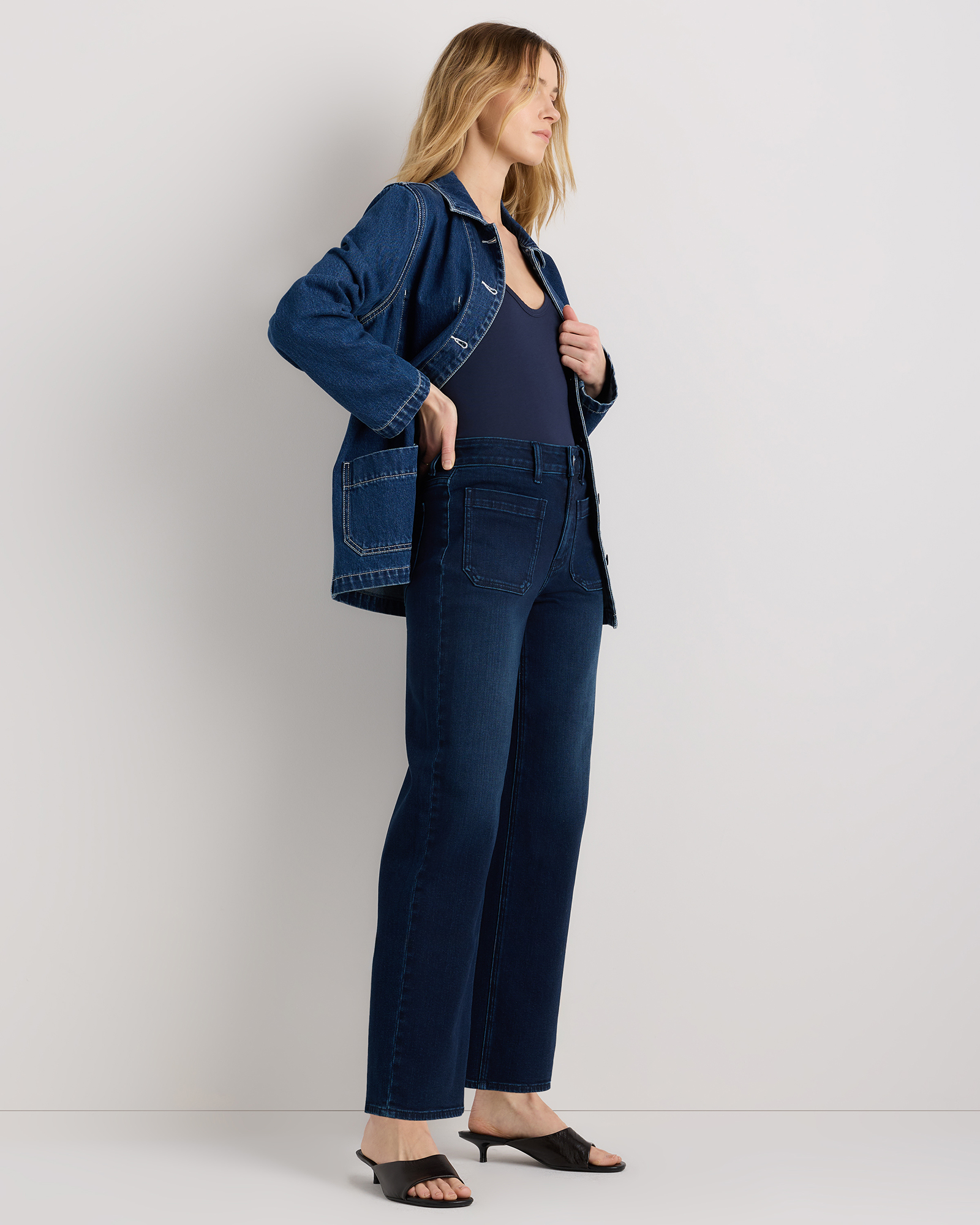 Jean en denim avec revers - Bleu marine - Max Mara