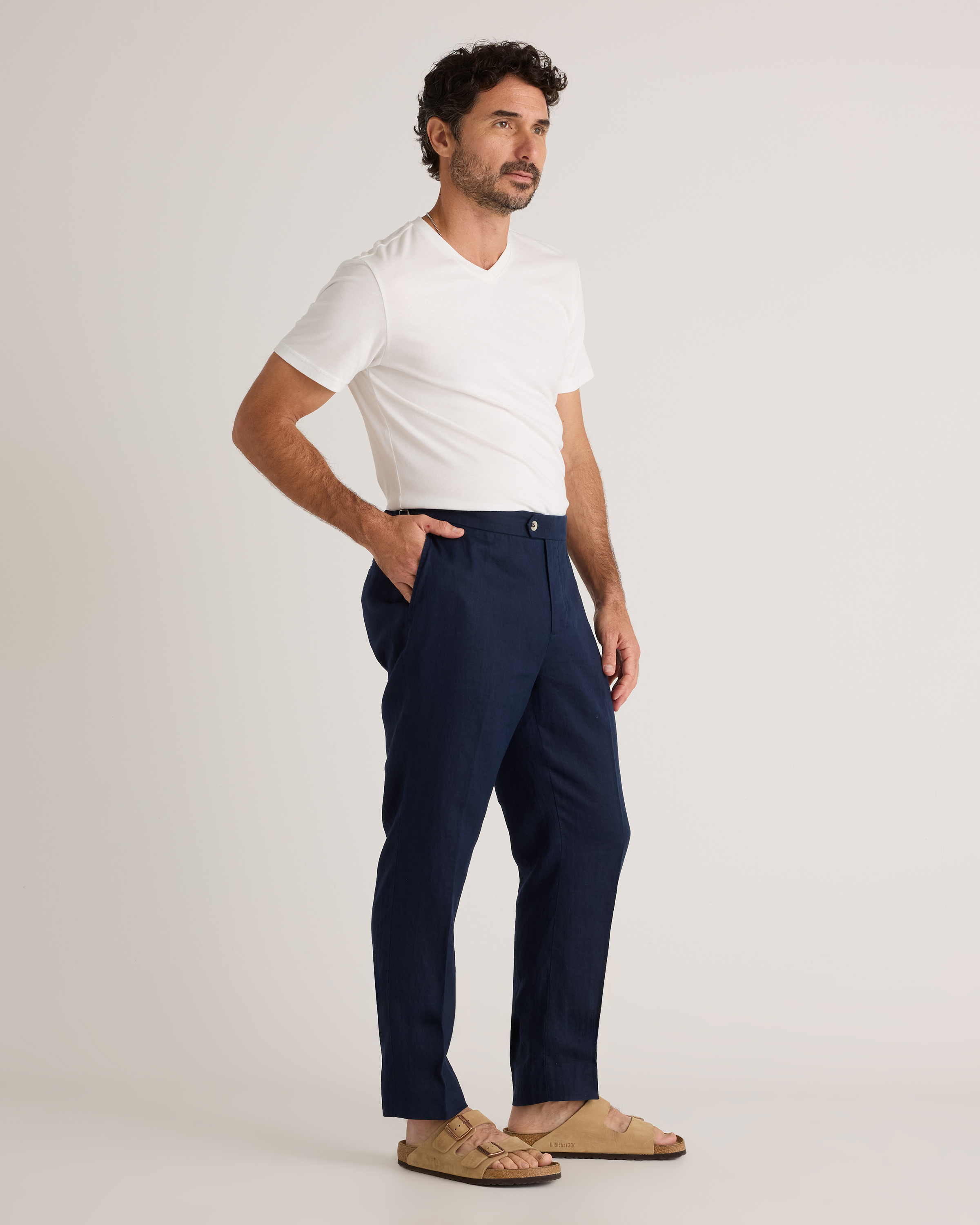 chinese dress ladies Aesido Casual Men's Blue Linen Pants Blue / 40W x 30L main image 1