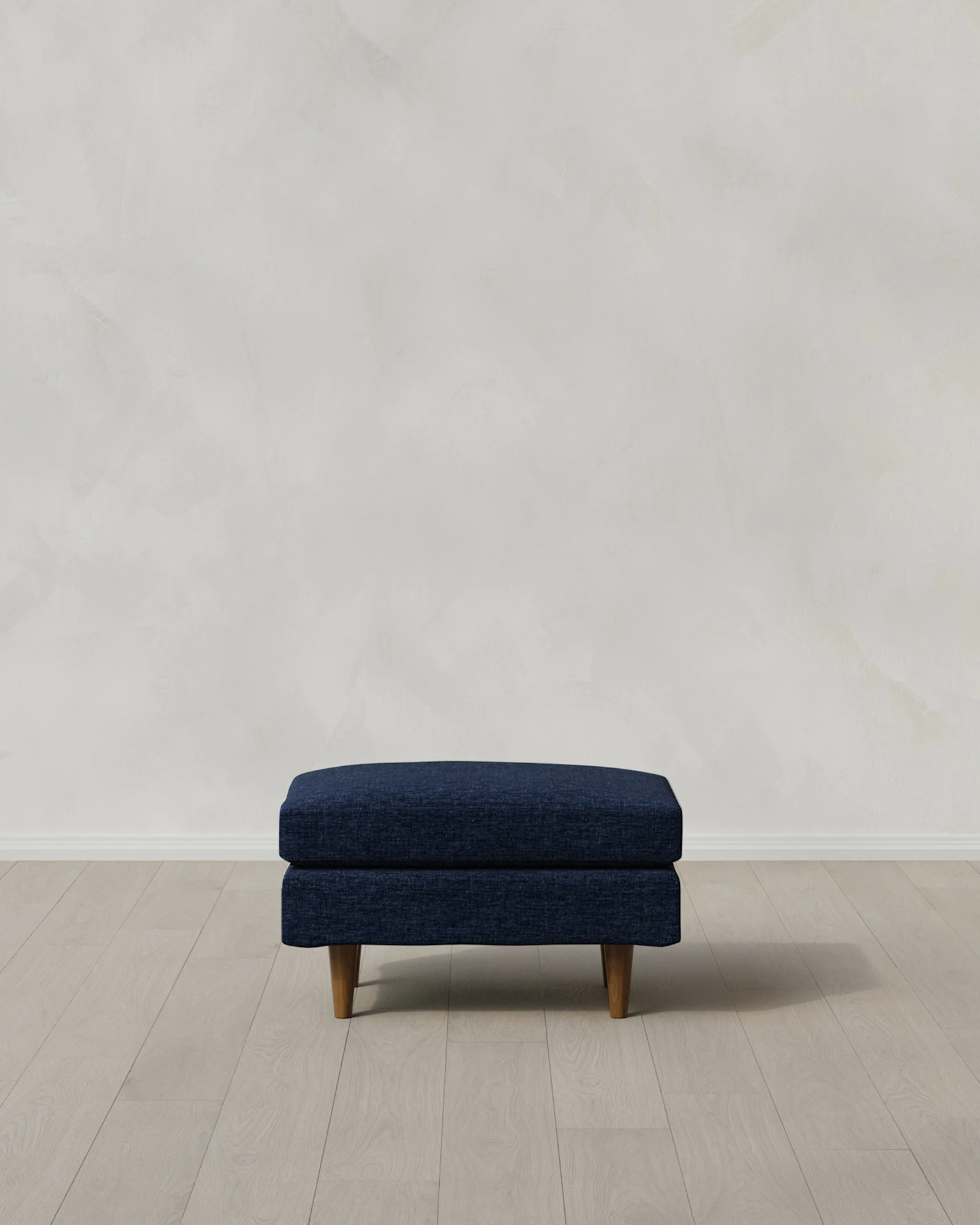Midcentury Ottoman in Performance Chenille Linen Blend