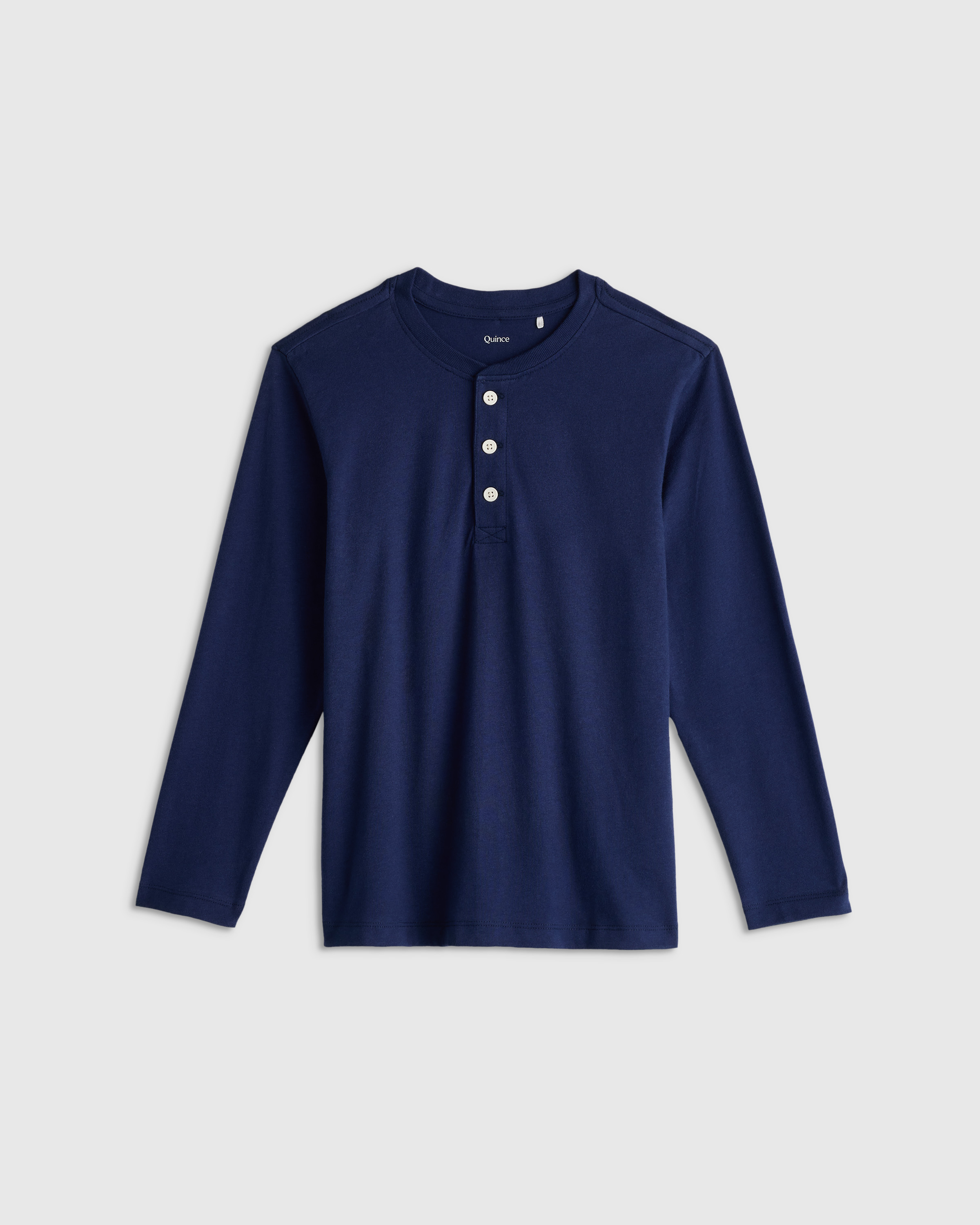 Navy 100% Organic Cotton Long Sleeve Henley Tee