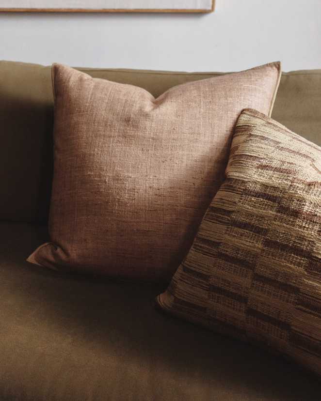 Sand Raw Silk Textured Pillow Cover