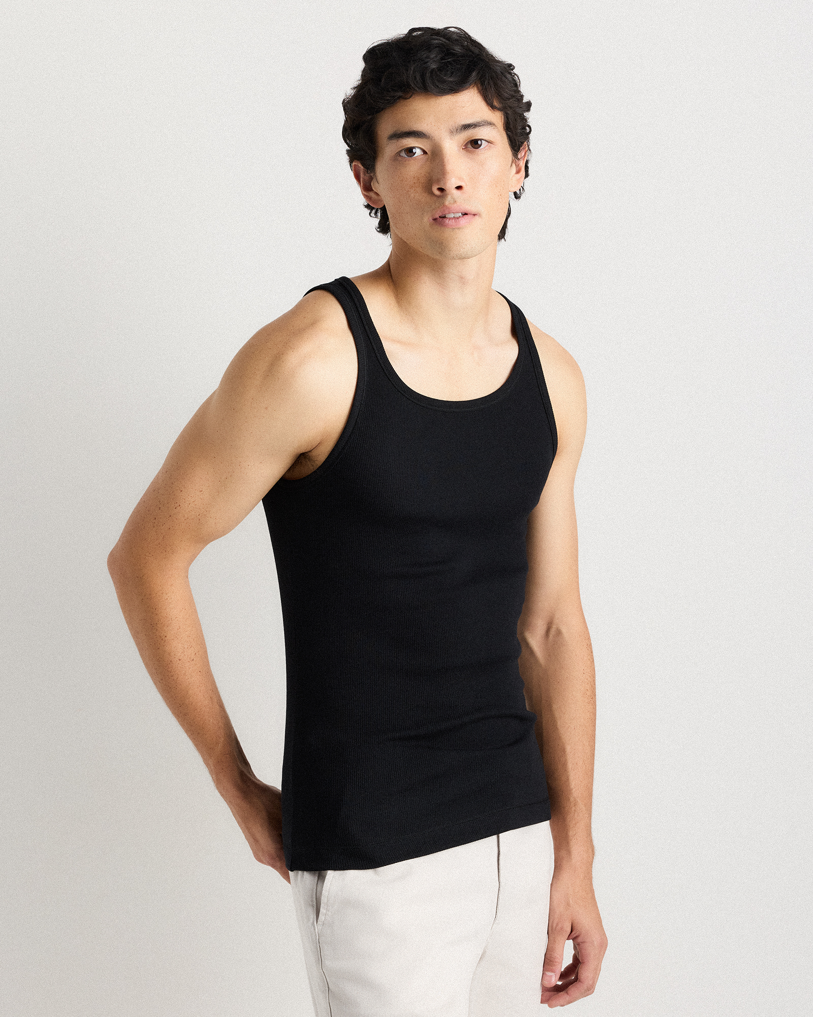 Men's Organic Cotton Ribbed Tank Top (3-Pack) in True Black