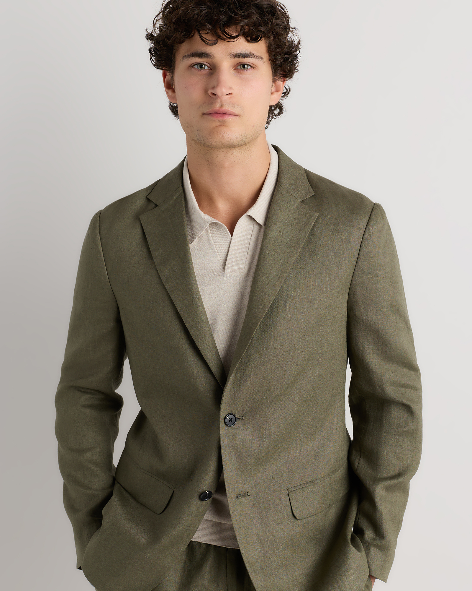 Bayberry Olive 100% European Linen Blazer