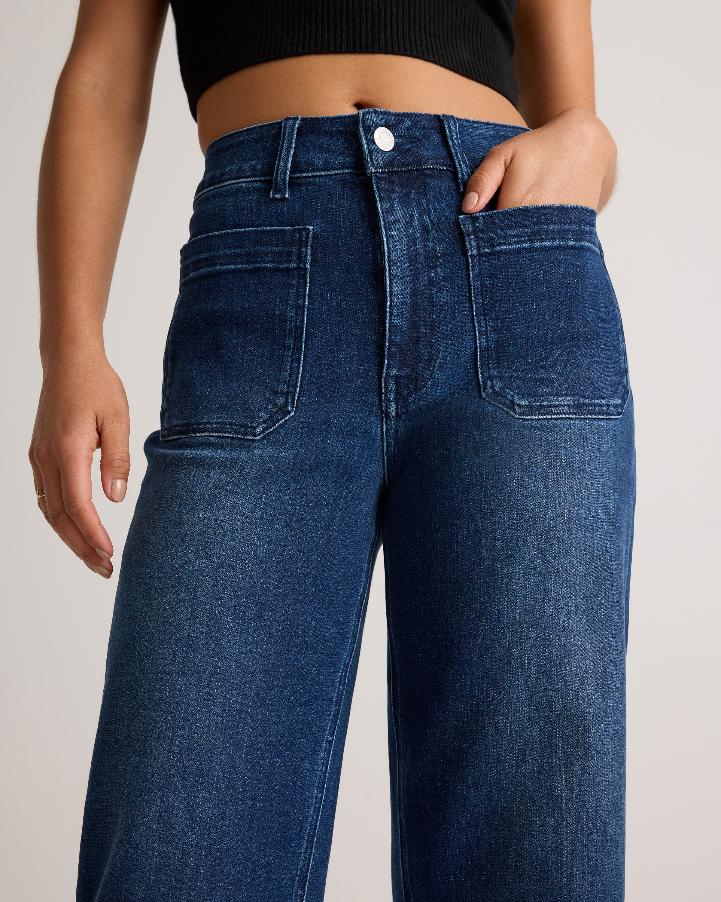 【INCHANT ME】101 Back Pocket Wide Denim Pants Xineicy Women's Mid Waist Pocket Cargo Jeans Washed Baggy