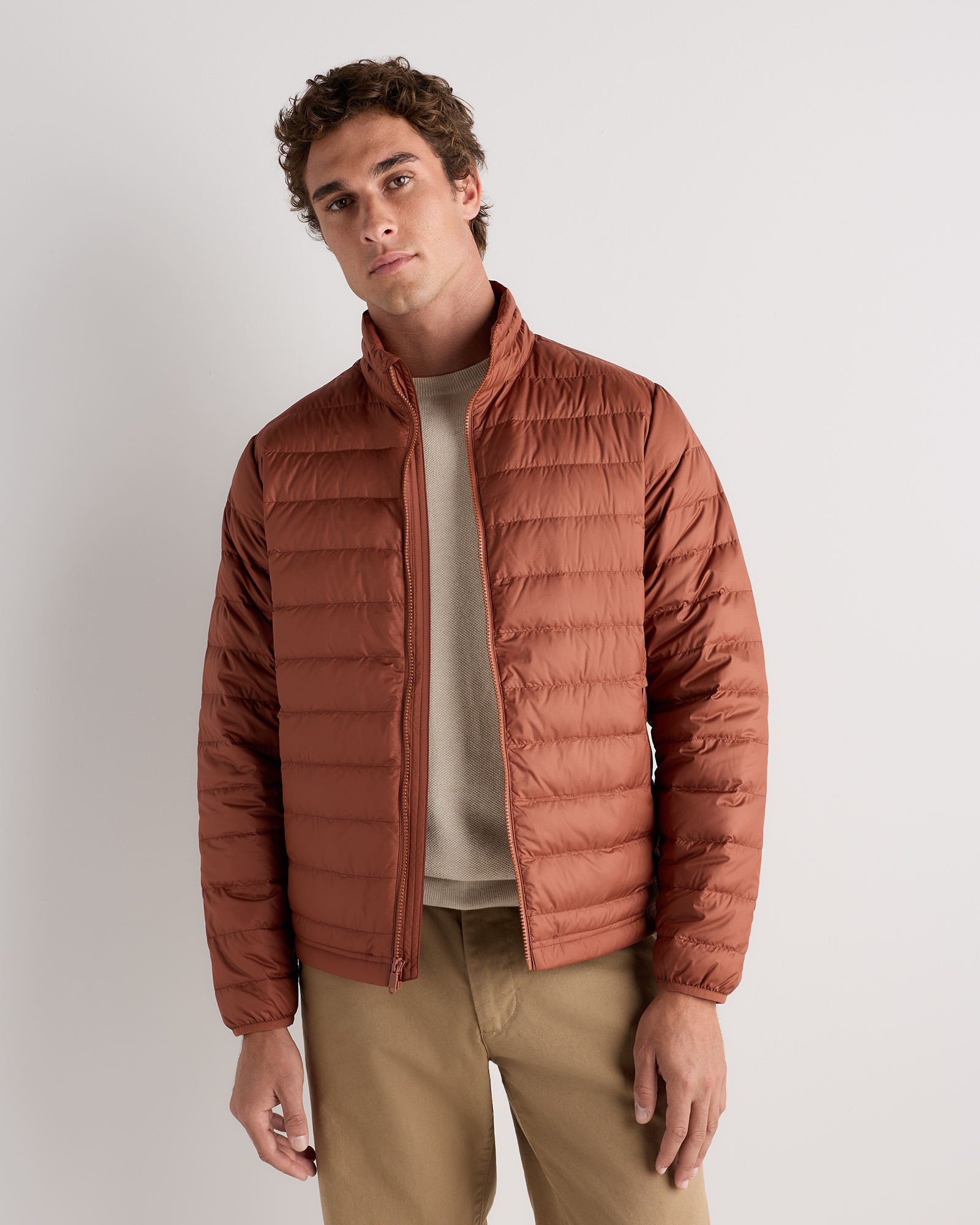 Rusted Mineral Red Lightweight Down Packable Puffer Jacket