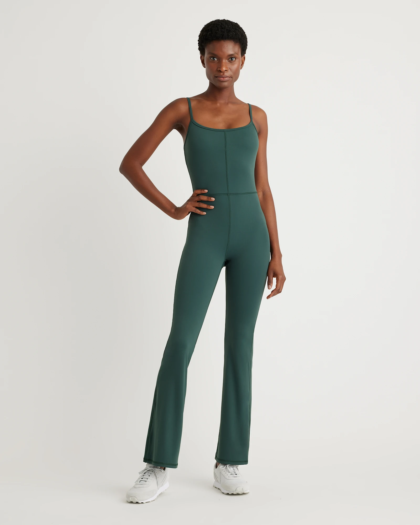 Ultra-Form Kick Flare Jumpsuit in Forest Green