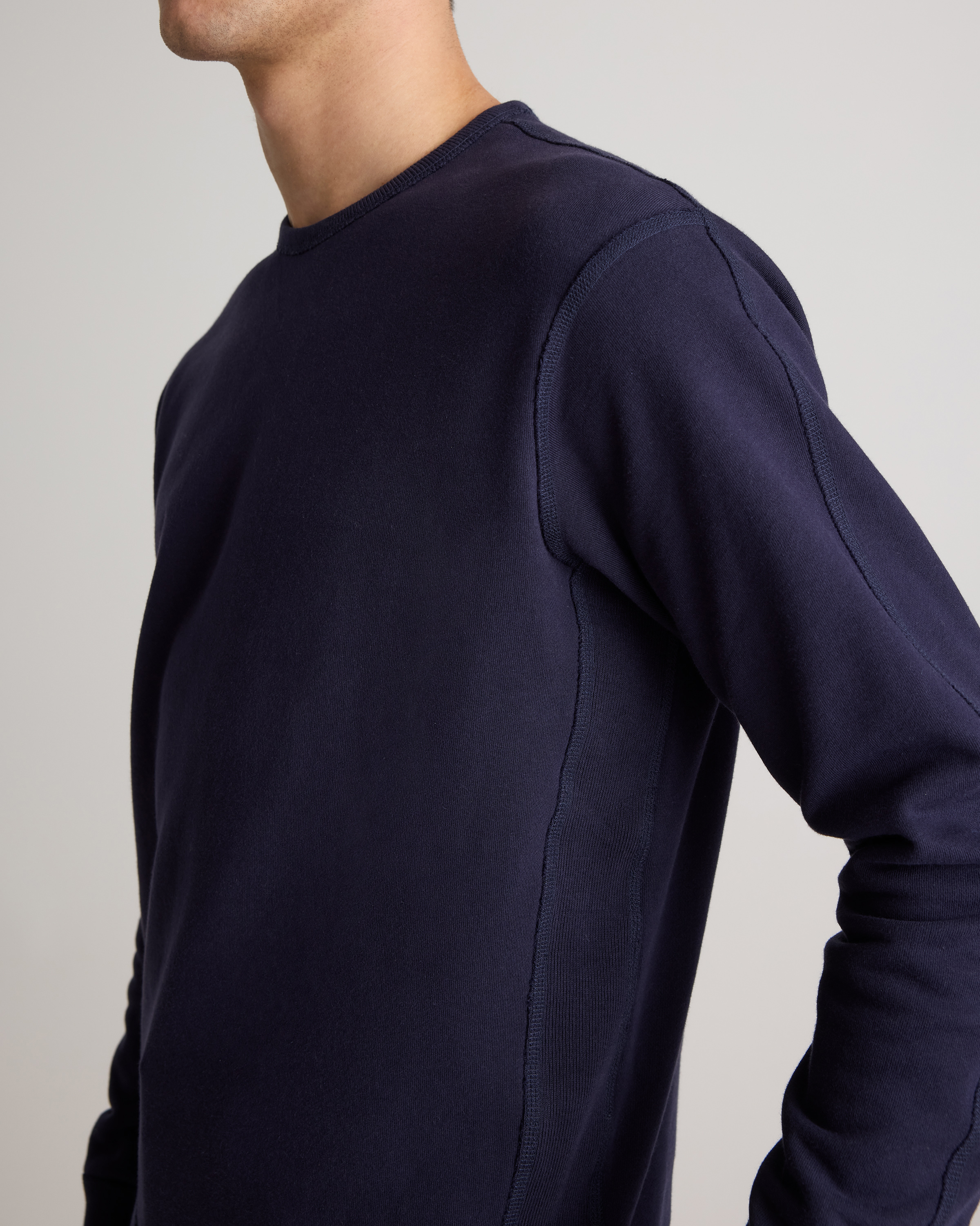 Organic Midweight French Terry Crewneck in Deep Navy