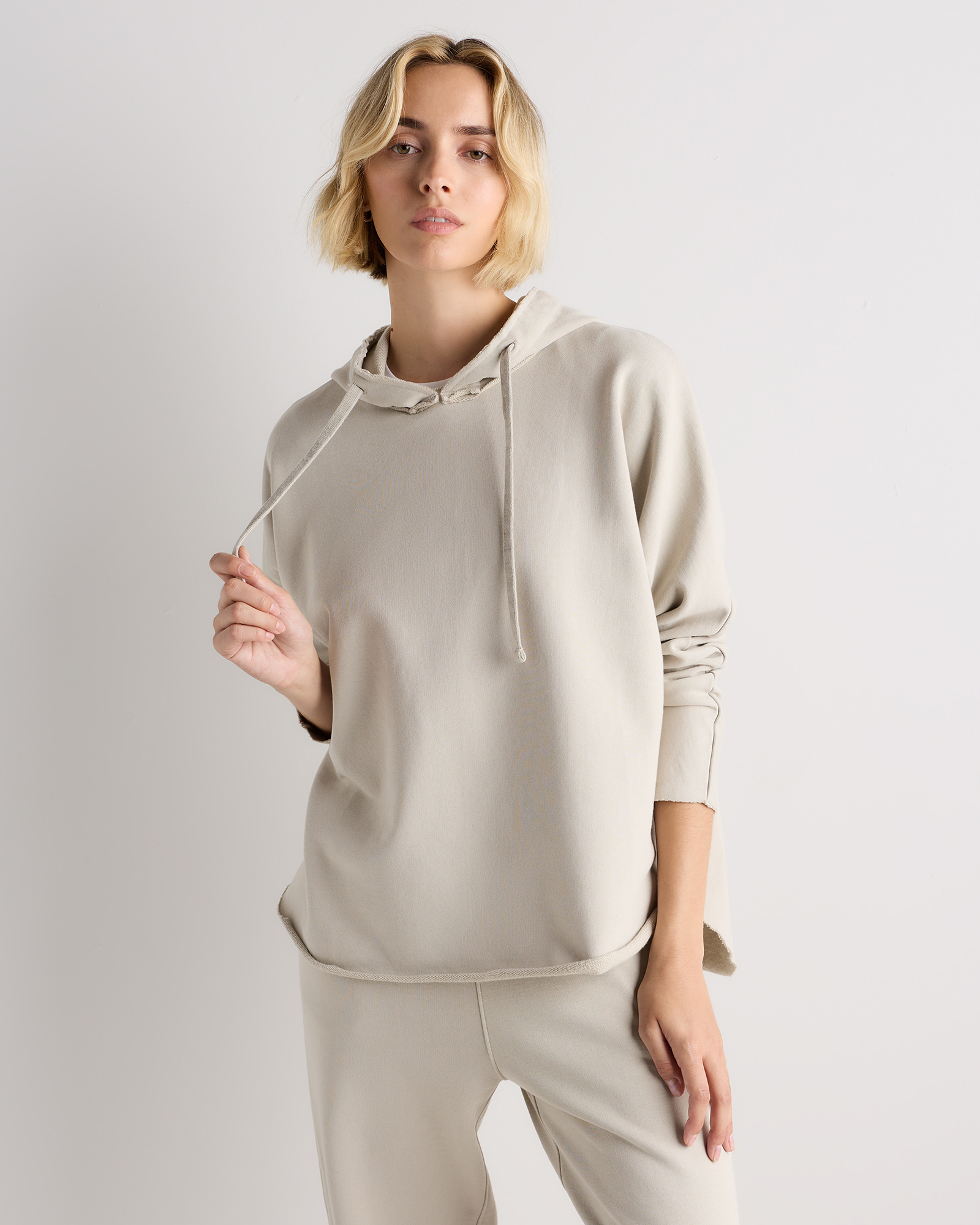 Pebble Beige Organic French Terry Hoodie