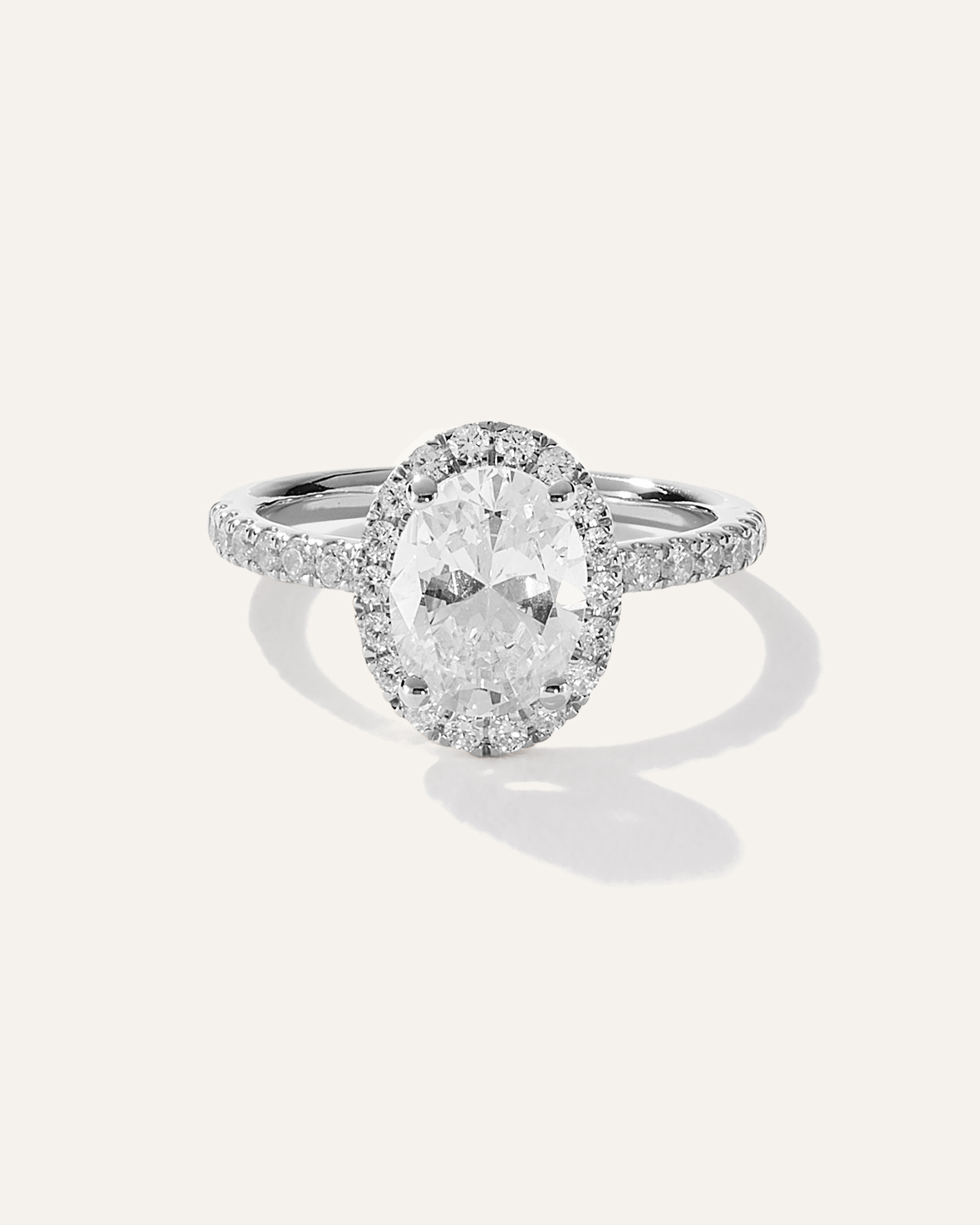 Platinum Lab Grown Diamond Oval Halo Pave Engagement Ring - 1.50ct