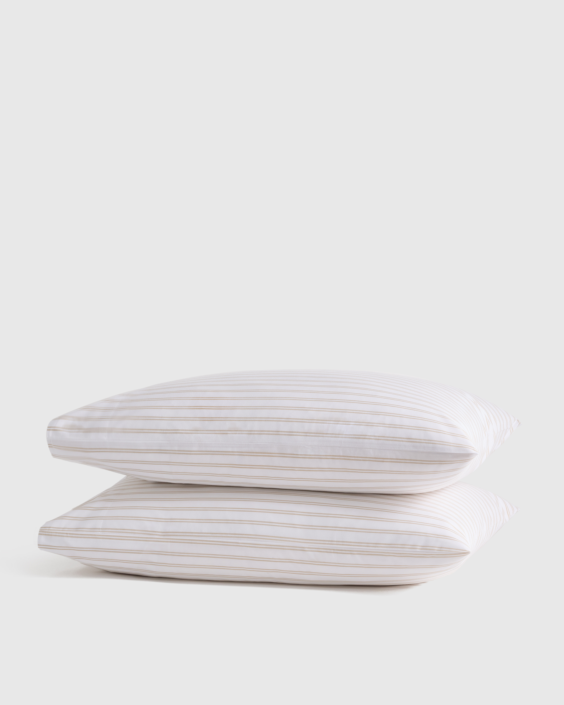 White/Toffee Classic Organic Percale Double Stripe Pillowcase Set