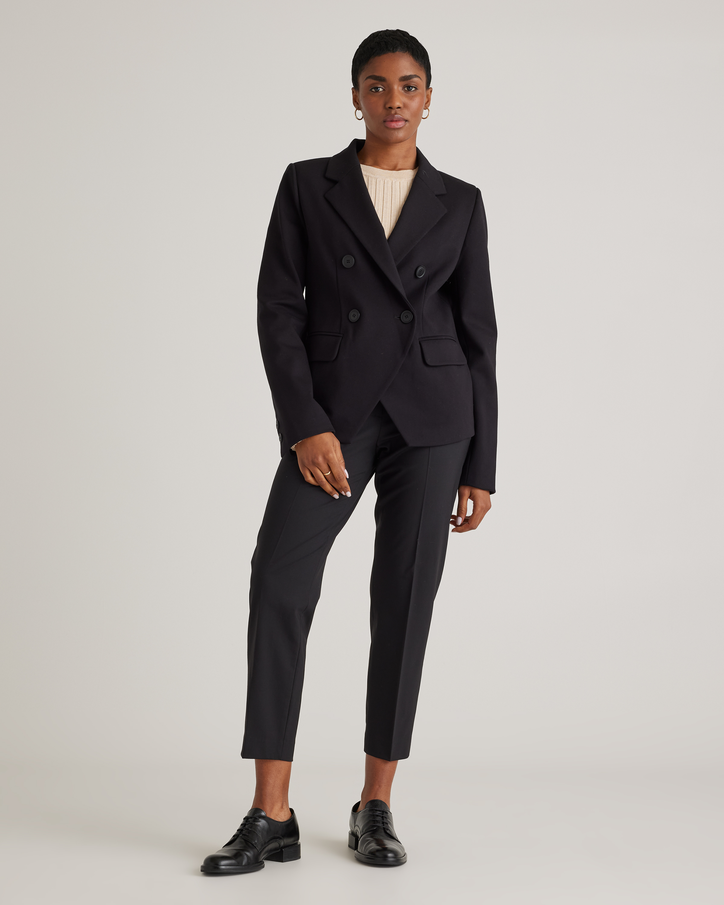 Women's Italian Wool Slim Leg Ankle Pants in Black, Size 8 by Quince