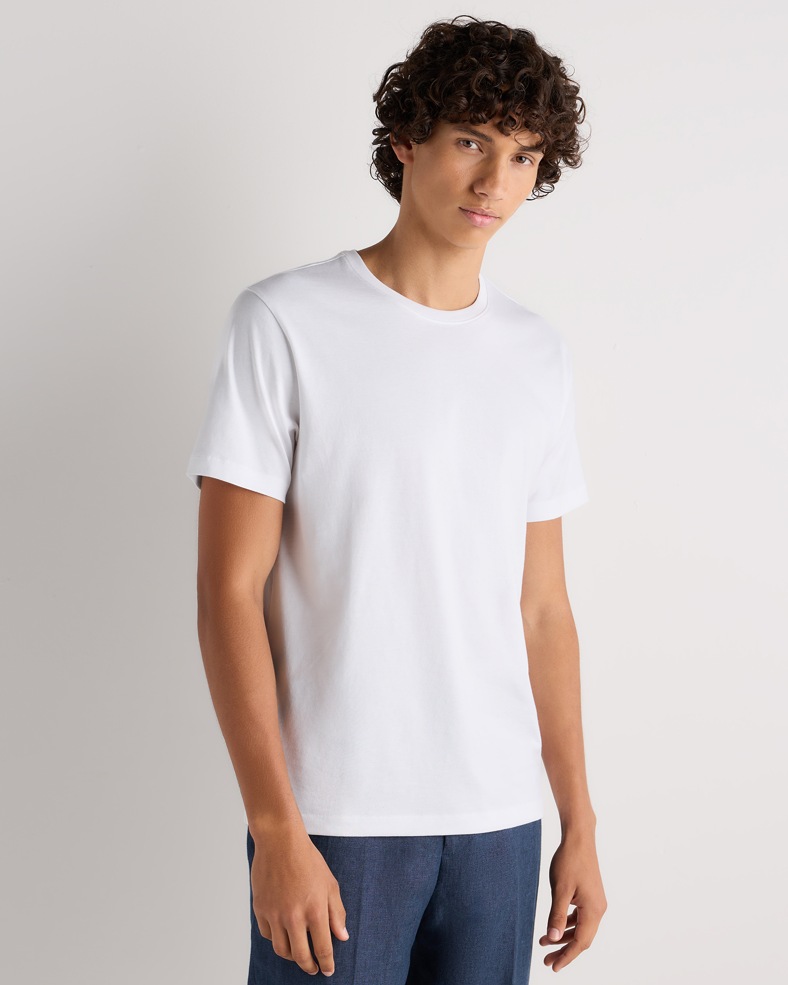 White 100% Pima Cotton Crewneck T-Shirt