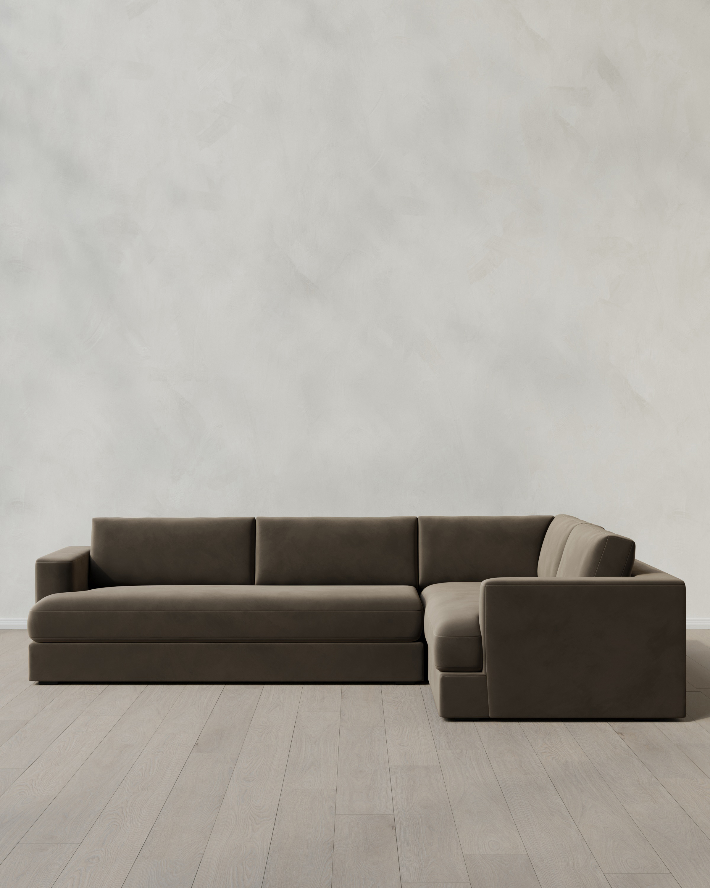 Sable Sierra Curved Arm L Sectional in Performance Velvet