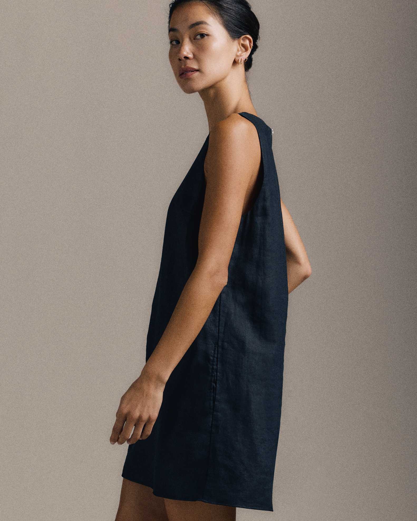 100% European Linen Tank Mini Dress in Black 100% European Linen Tank Mini Dress in Black