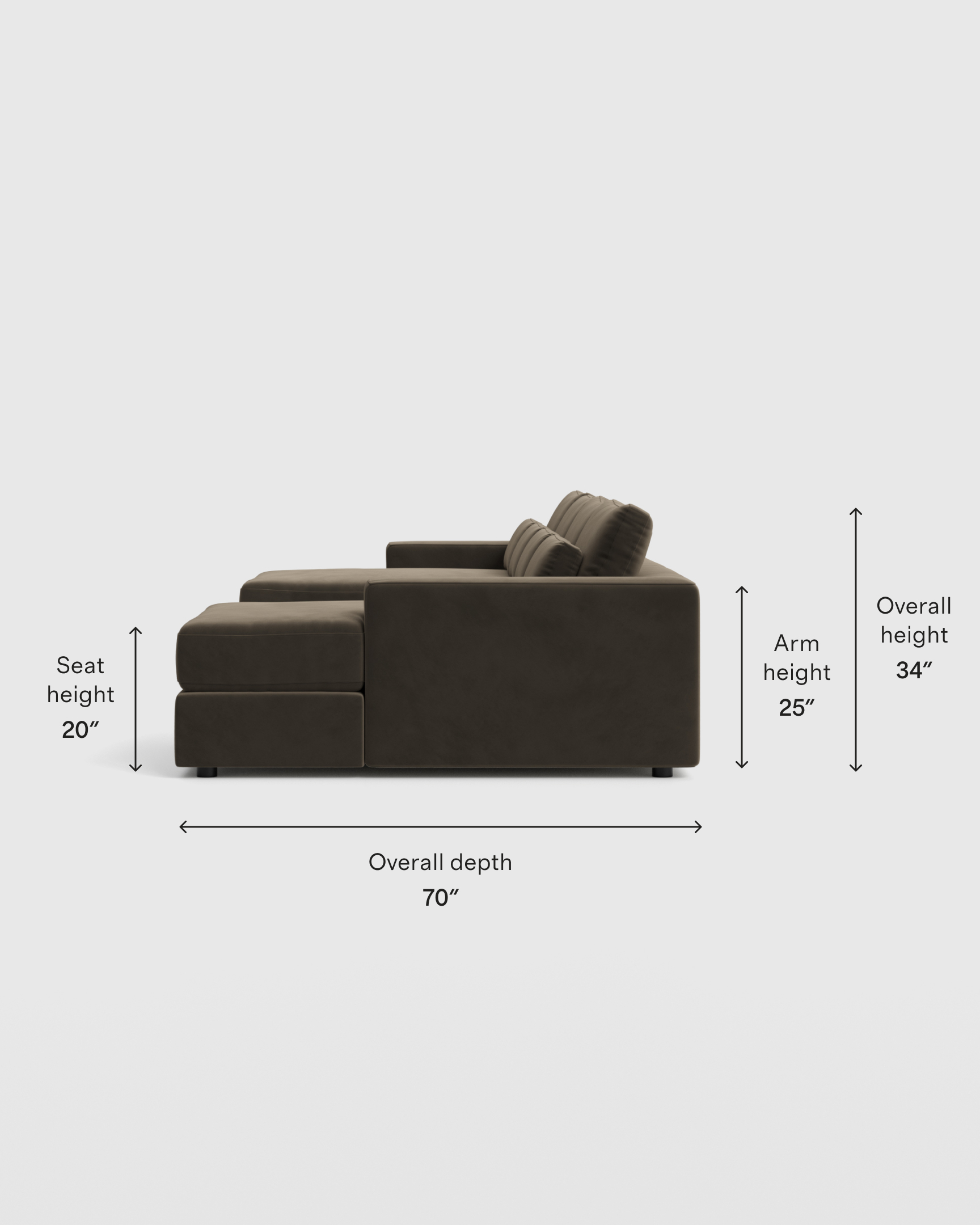 Ashford Deep Seat U Sectional in Performance Velvet in Pine