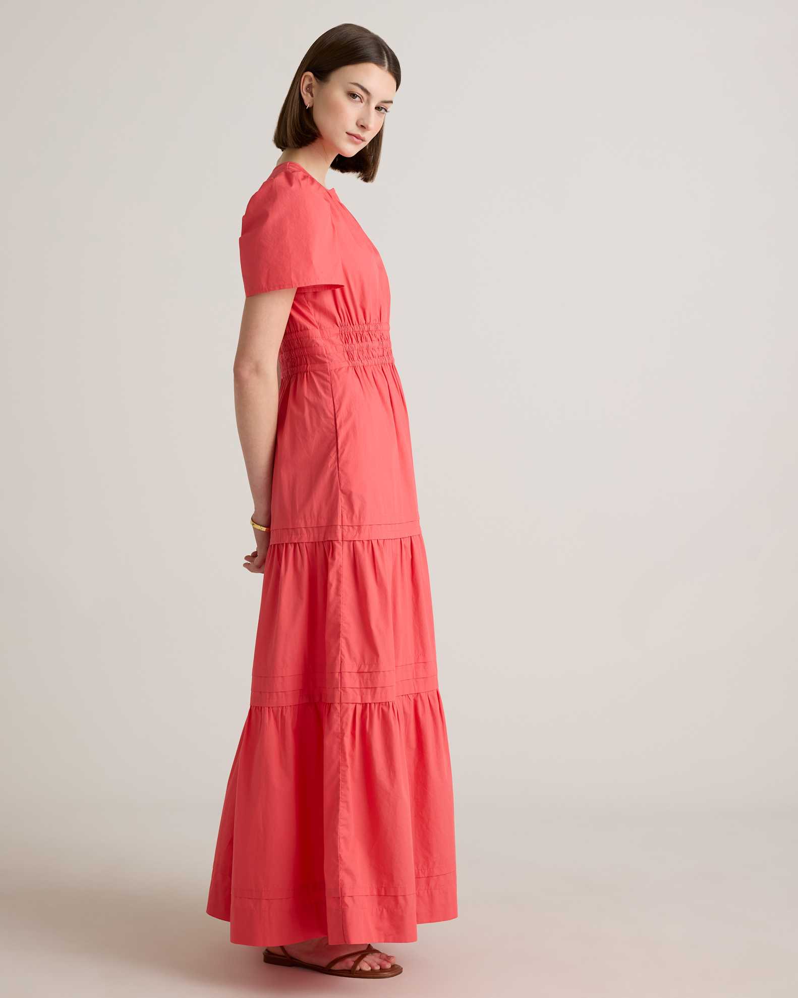 100% Organic Cotton Tiered Maxi Dress in Spiced Coral