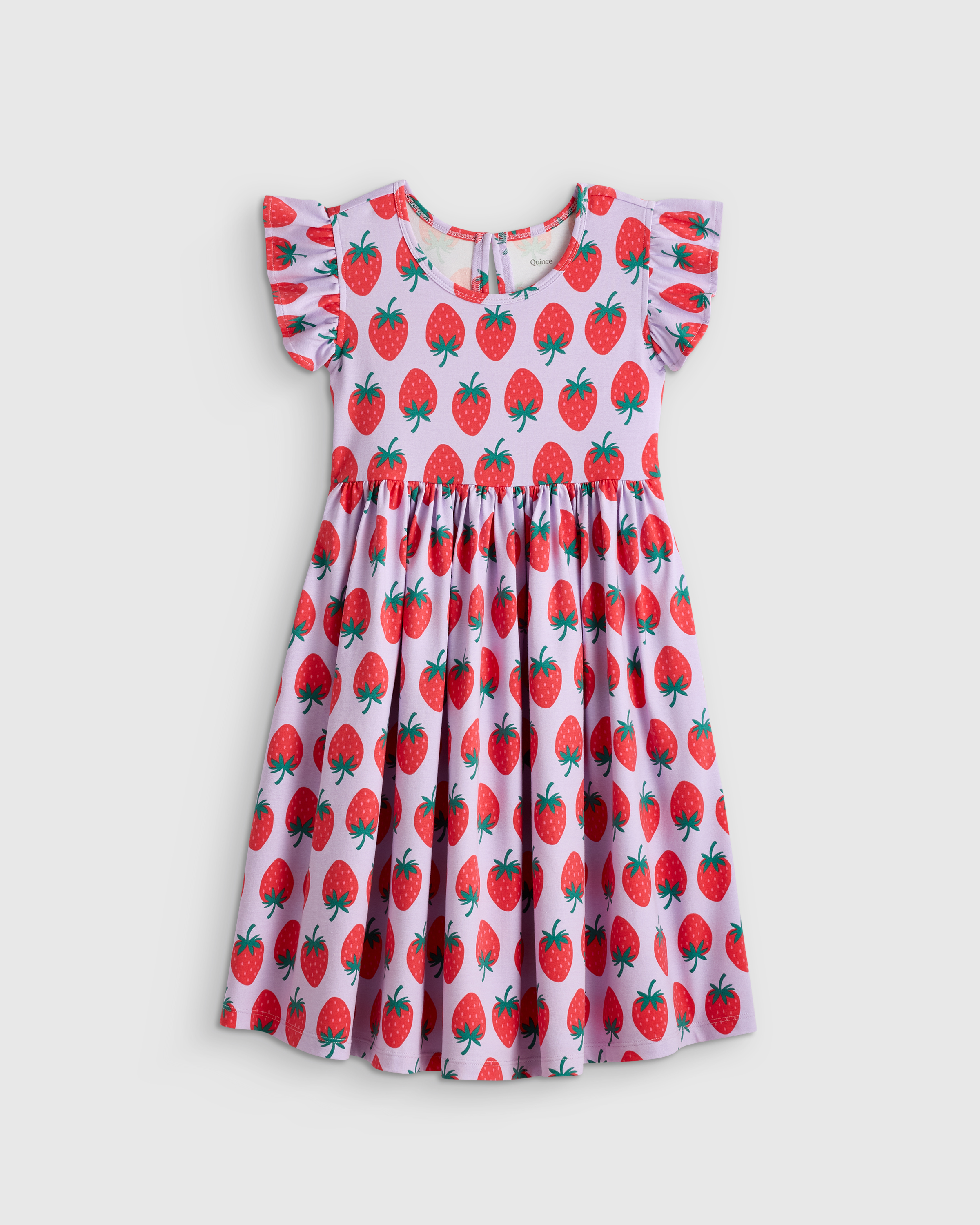 Strawberries Organic Cotton Sleeveless Ruffle Dress 