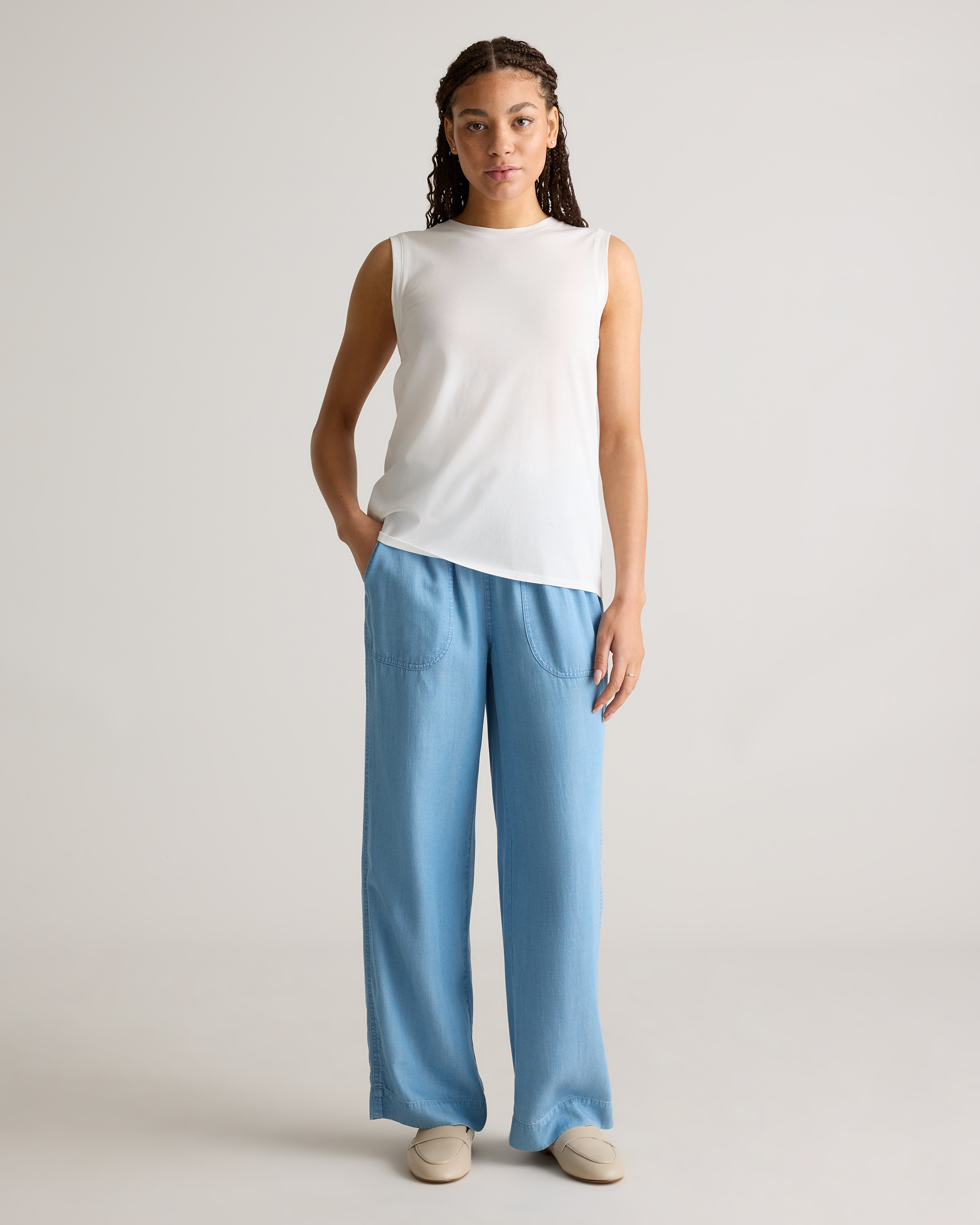 Cotton Modal Muscle Tank in White
