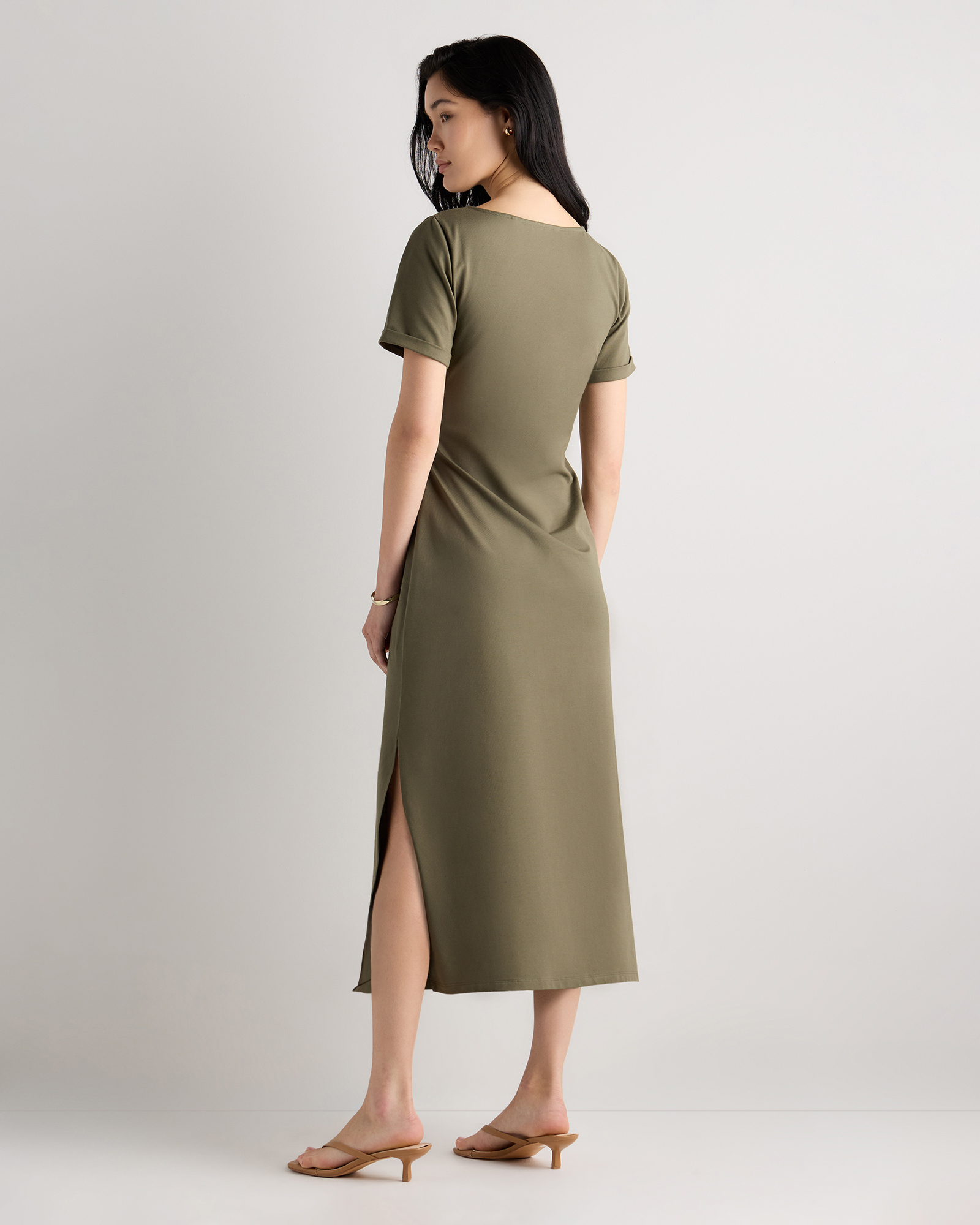 Stretch Cotton Jersey Side Tie Midi Dress | Quince Canada
