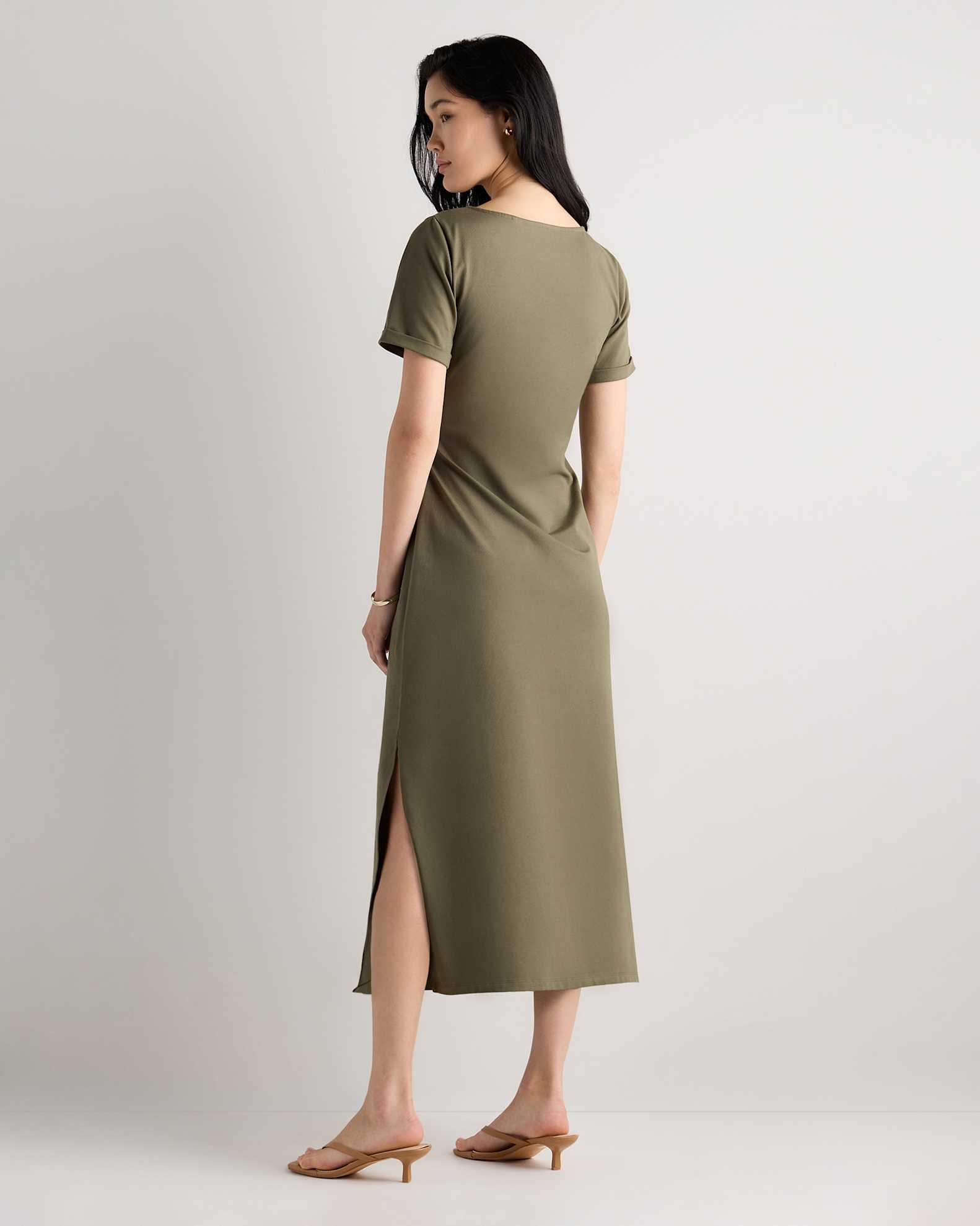 Stretch Cotton Jersey Side Tie Midi Dress | Quince Canada Stretch Cotton Jersey Side Tie Midi Dress | Quince Canada