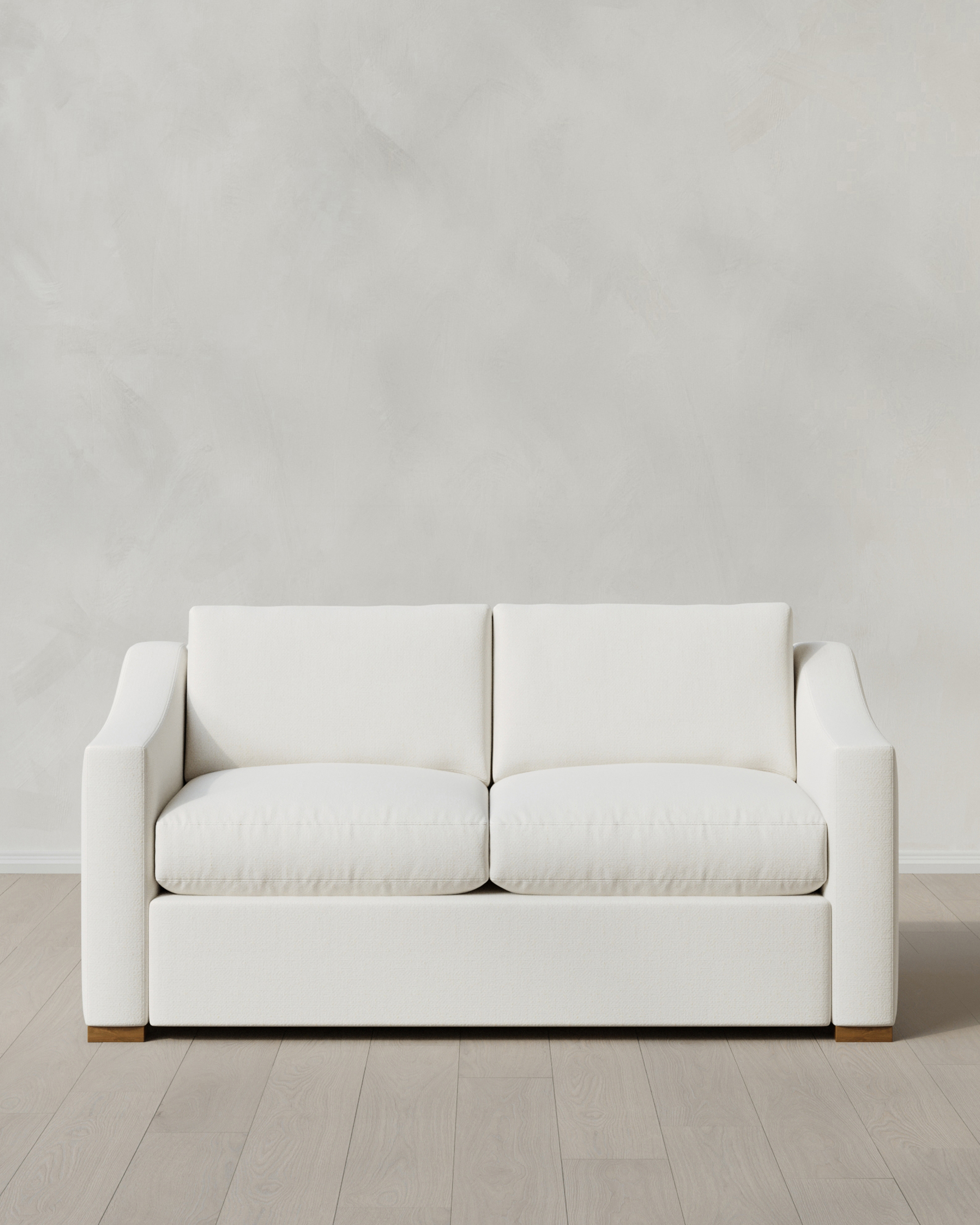 Marshmallow Hollis Slope Arm Sofa in Performance Chenille Linen Blend