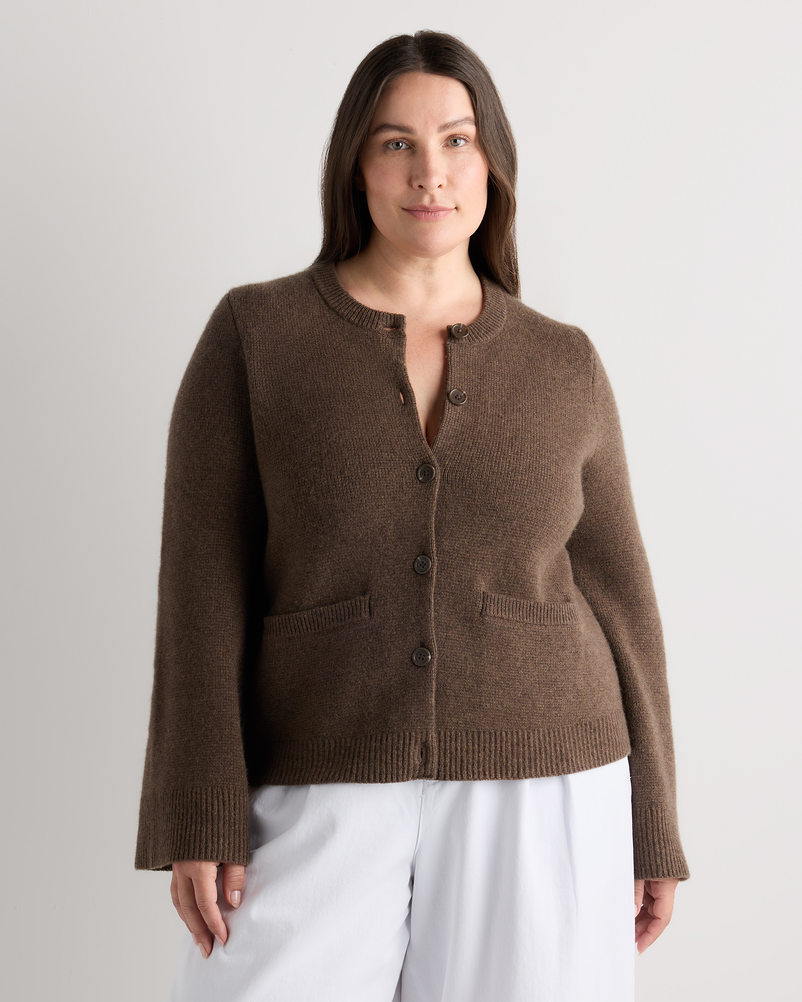 Brown Mongolian Cashmere Structured Cardigan
