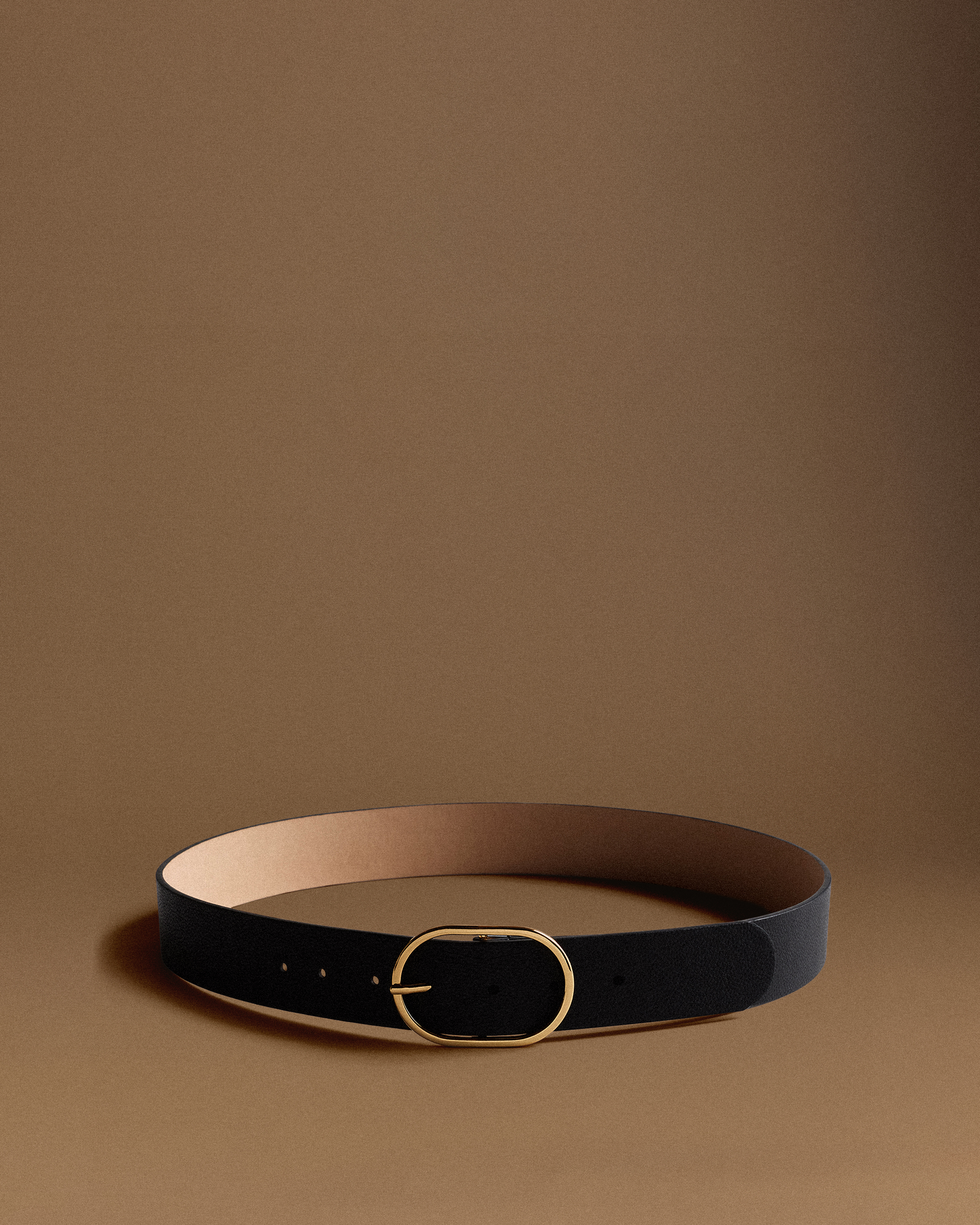 Black Cleo Oval European Leather Belt