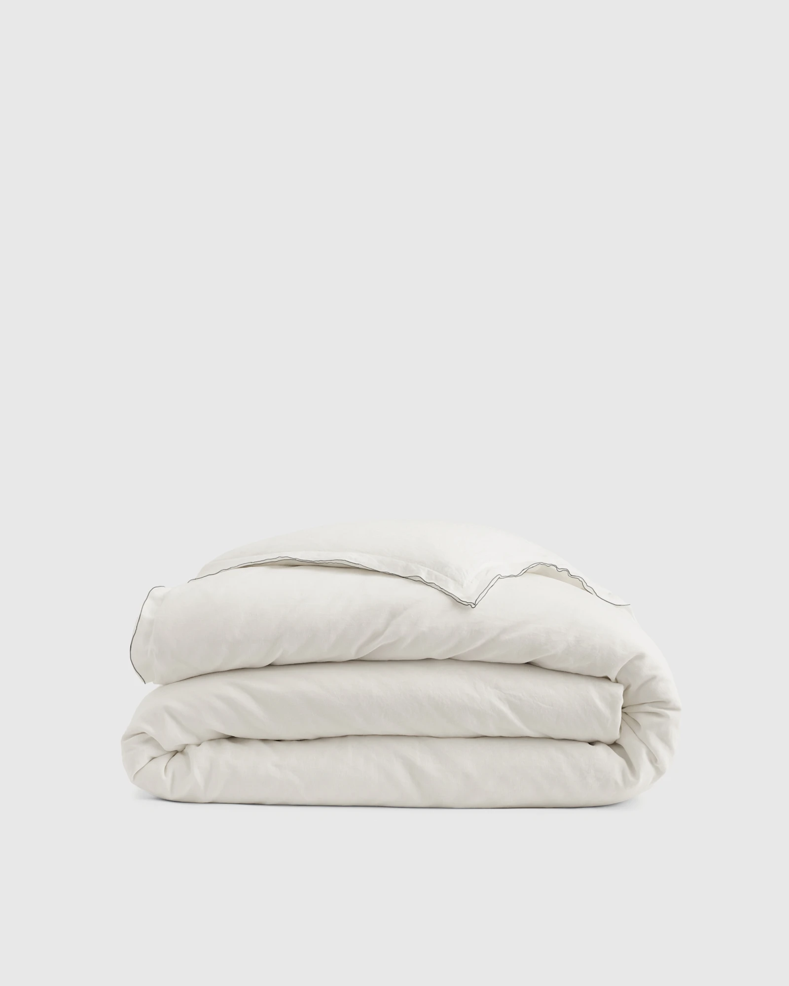 100% European Linen Double Embroidered Edge Duvet Cover