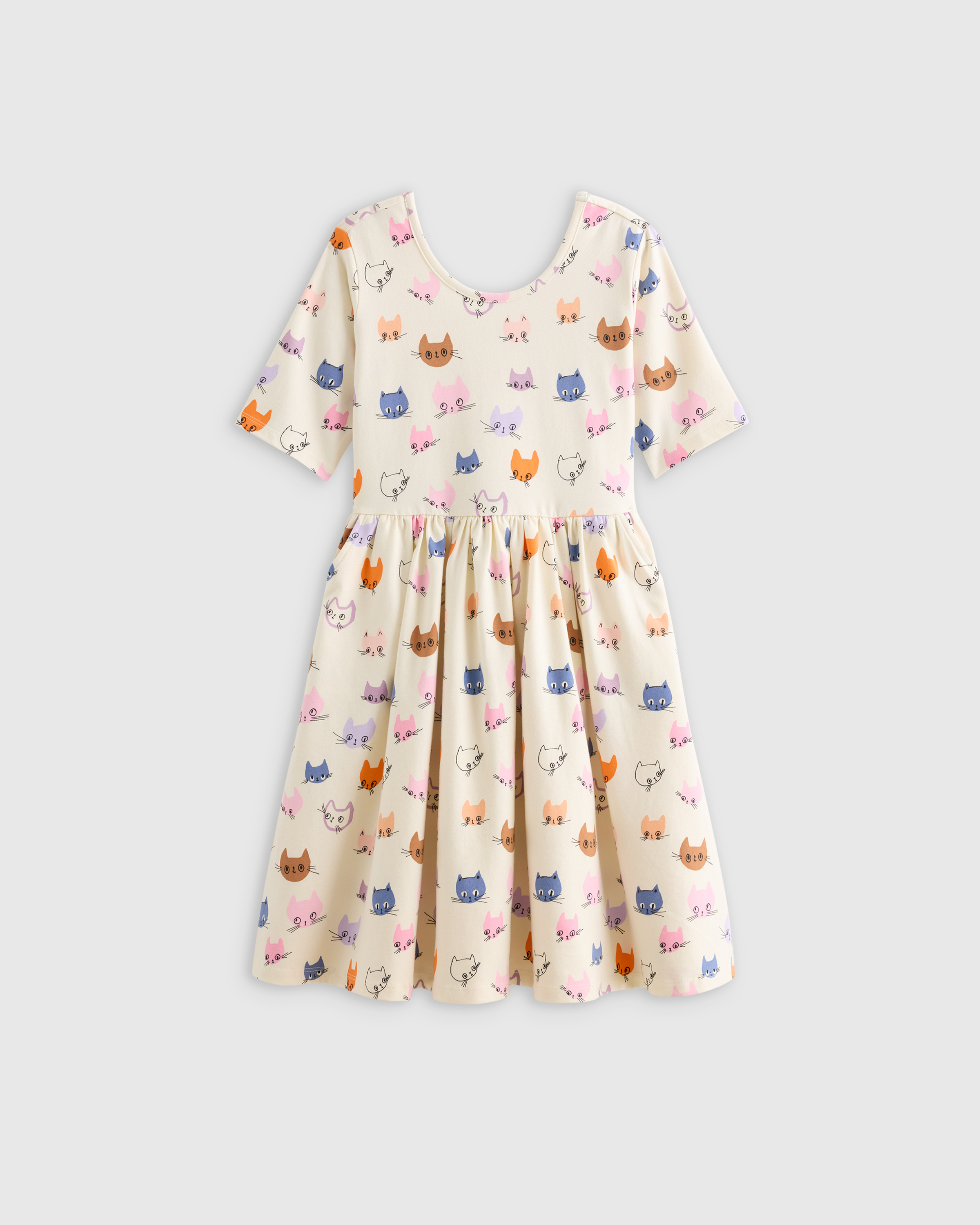Cat Faces Organic Cotton Skater Dress 
