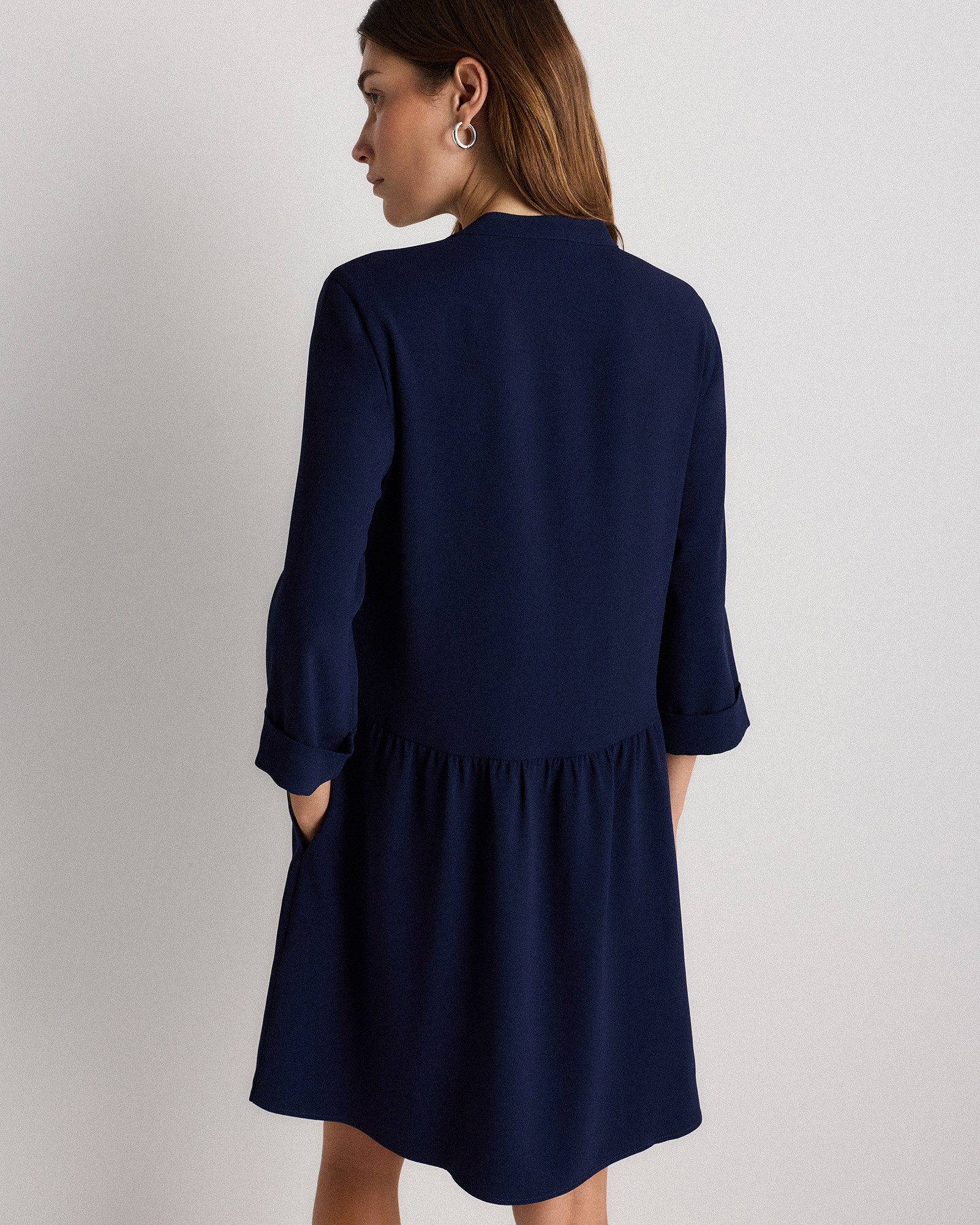 Fluid Crepe Shirt Dress