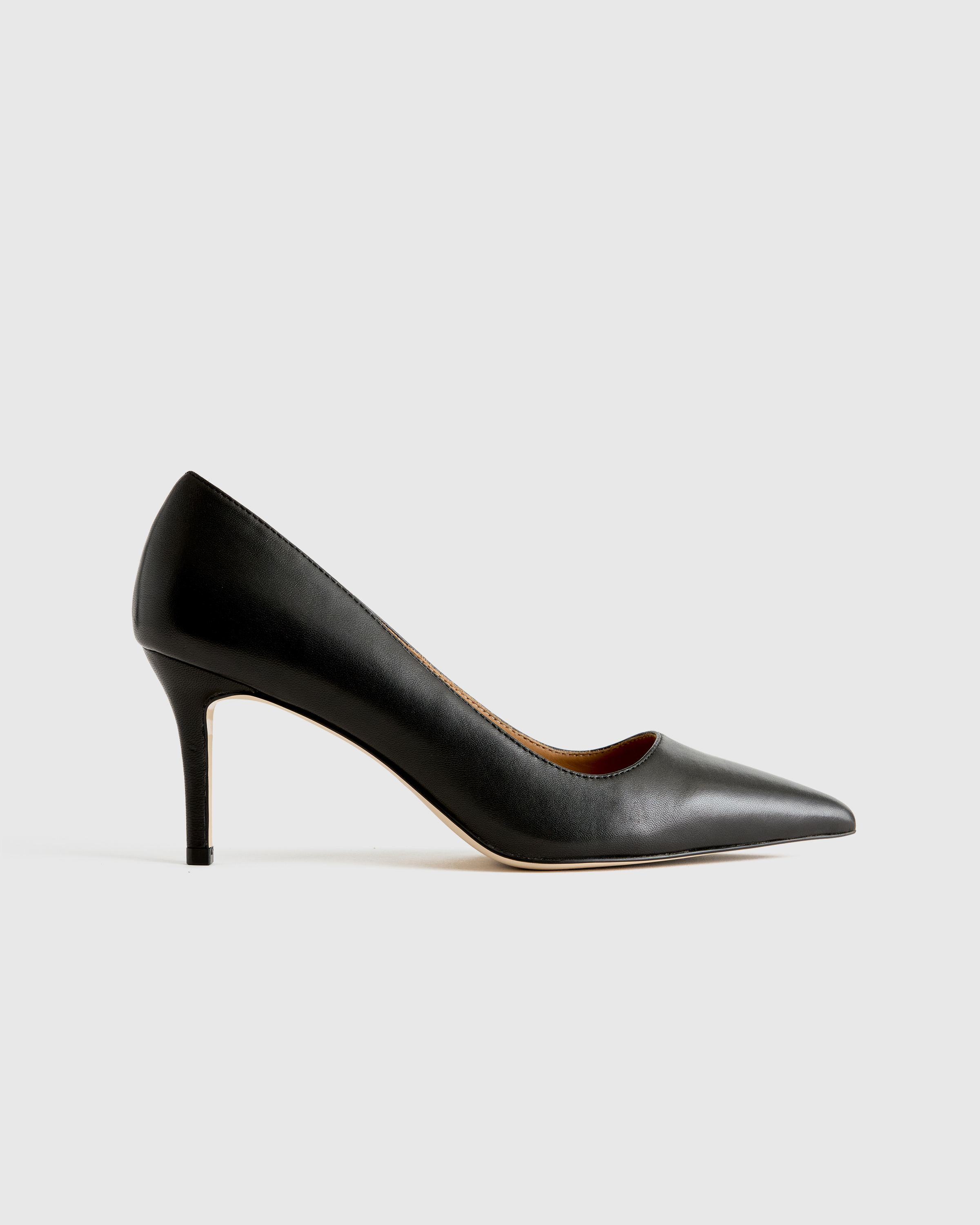 Black Italian Leather 75mm Pointy Toe Pump