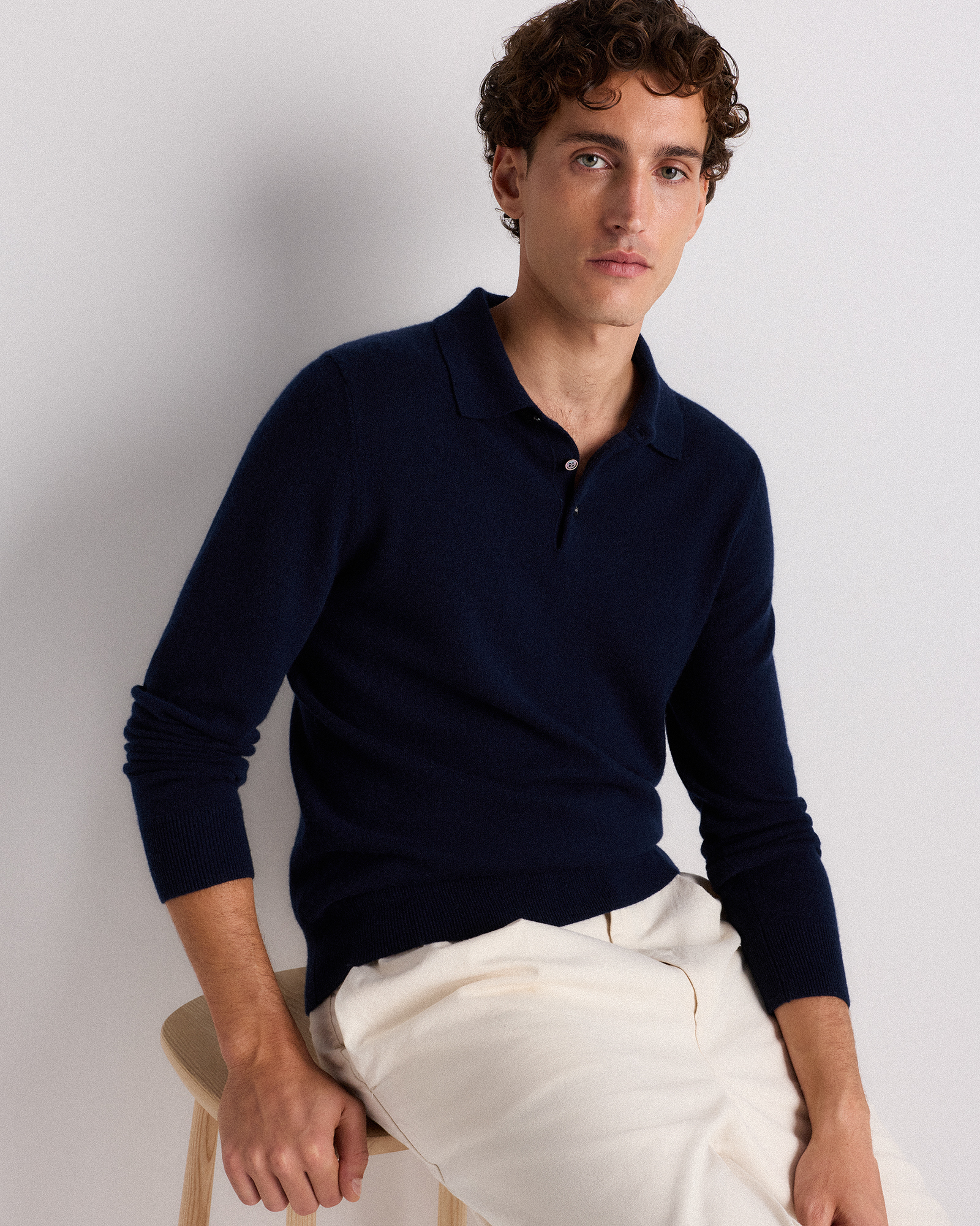 トップス 25AW cash&barba Mongolian Cashmere POLO Mongolian Cashmere Polo Sweater