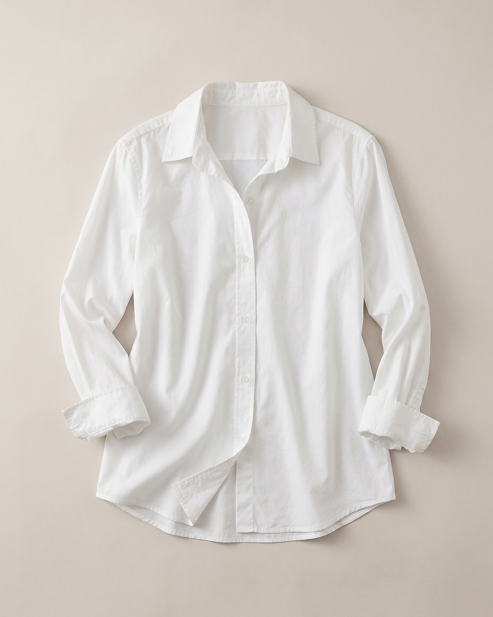 Classic White 100% Organic Cotton Poplin Long Sleeve Shirt  