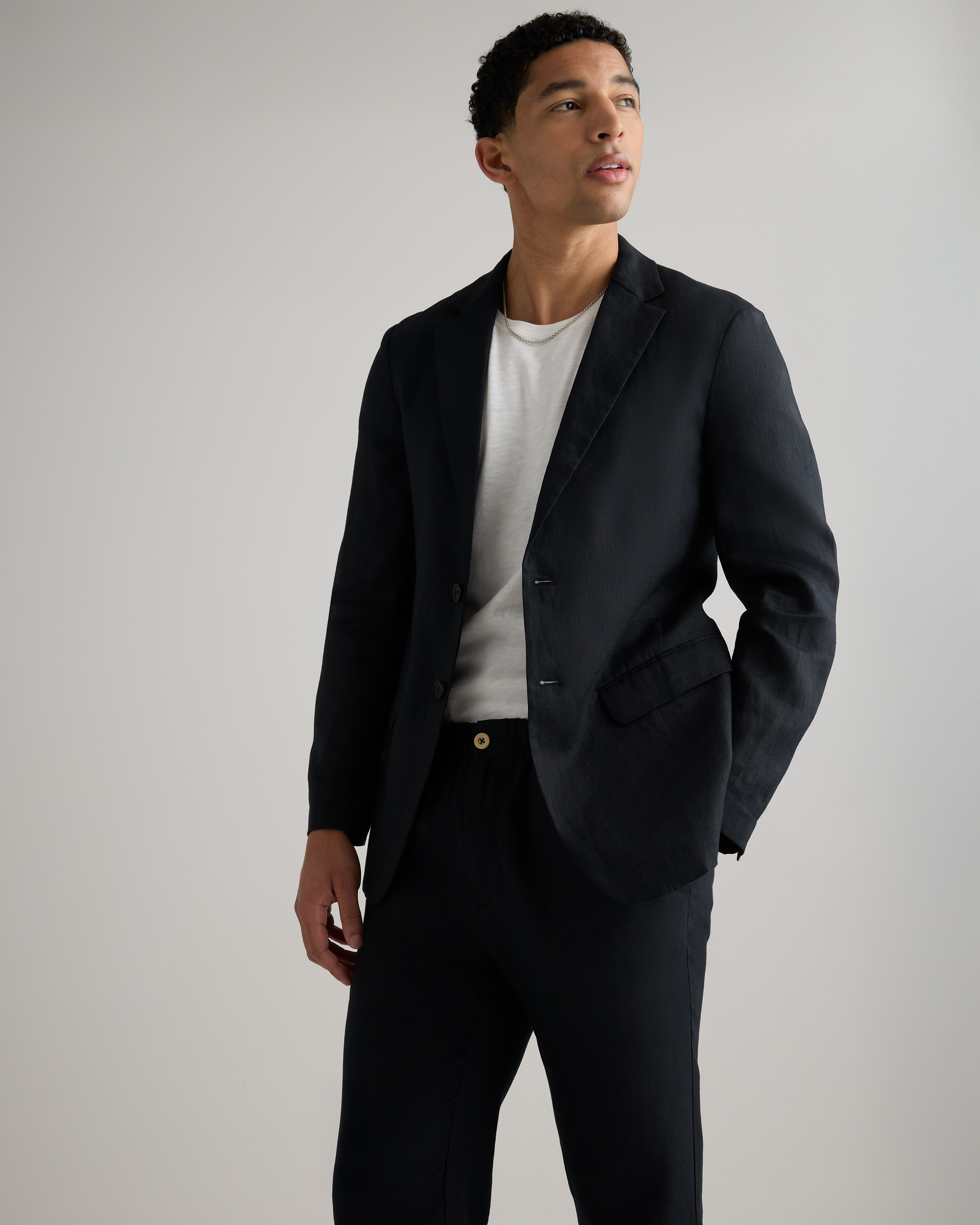 ジャケット・アウター 100/S LINEN TAILORED JACKET(BLACK) 1 Men's 100% European Linen Blazer in Black