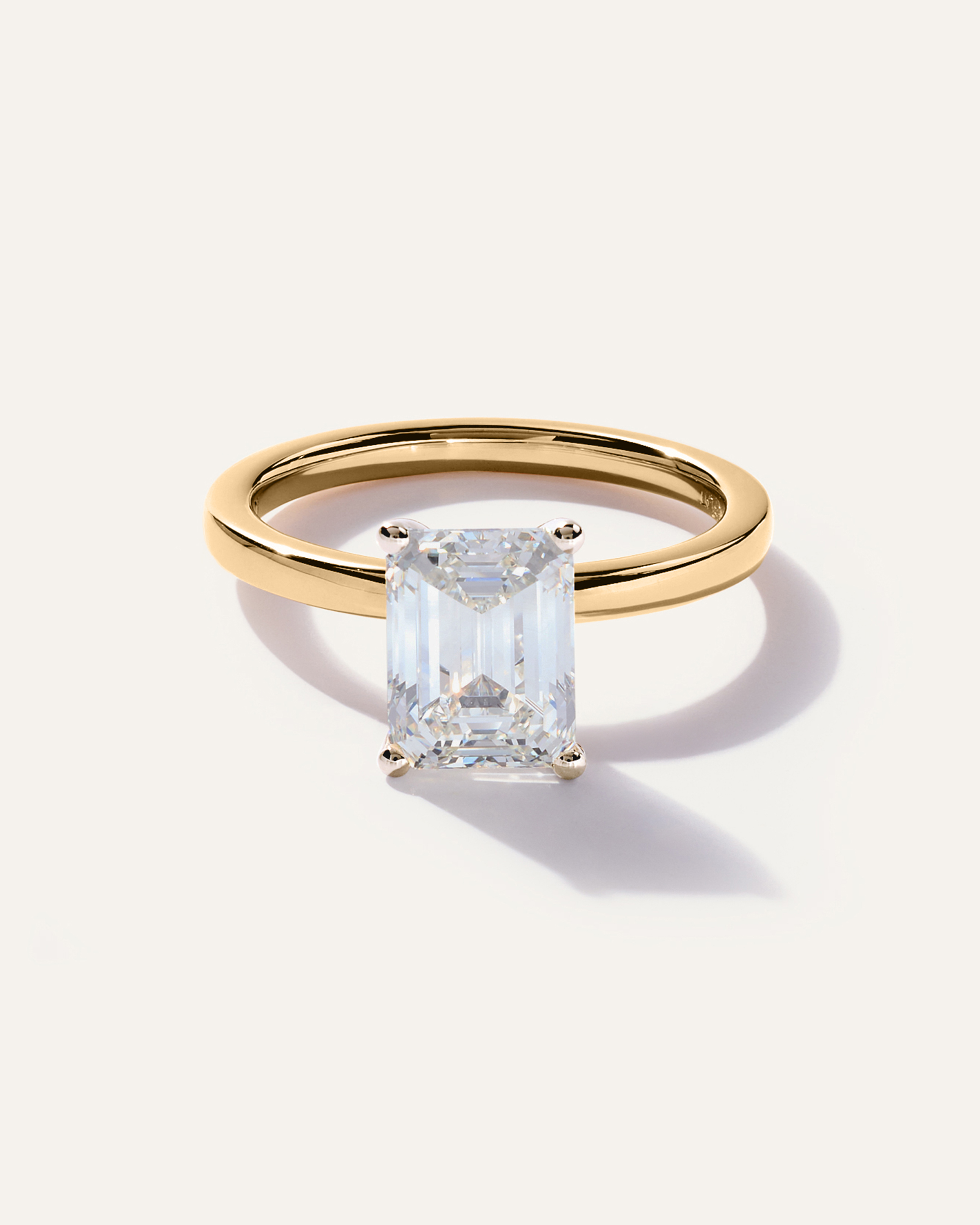 Yellow Gold Lab Grown Diamond Emerald Comfort Fit Engagement Ring - 2.5ct