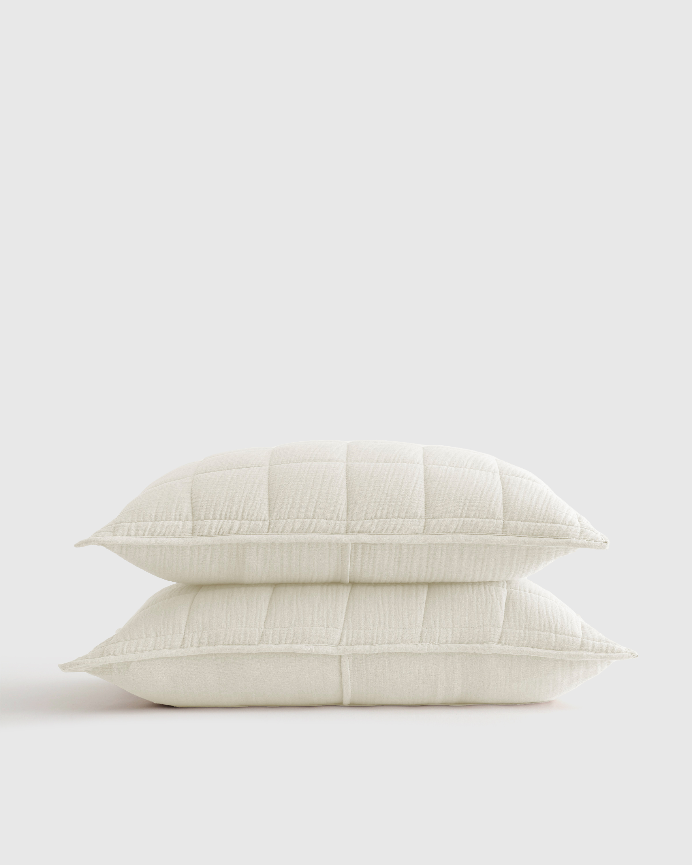 Ivory Organic Airy Gauze Box Quilt Sham Set